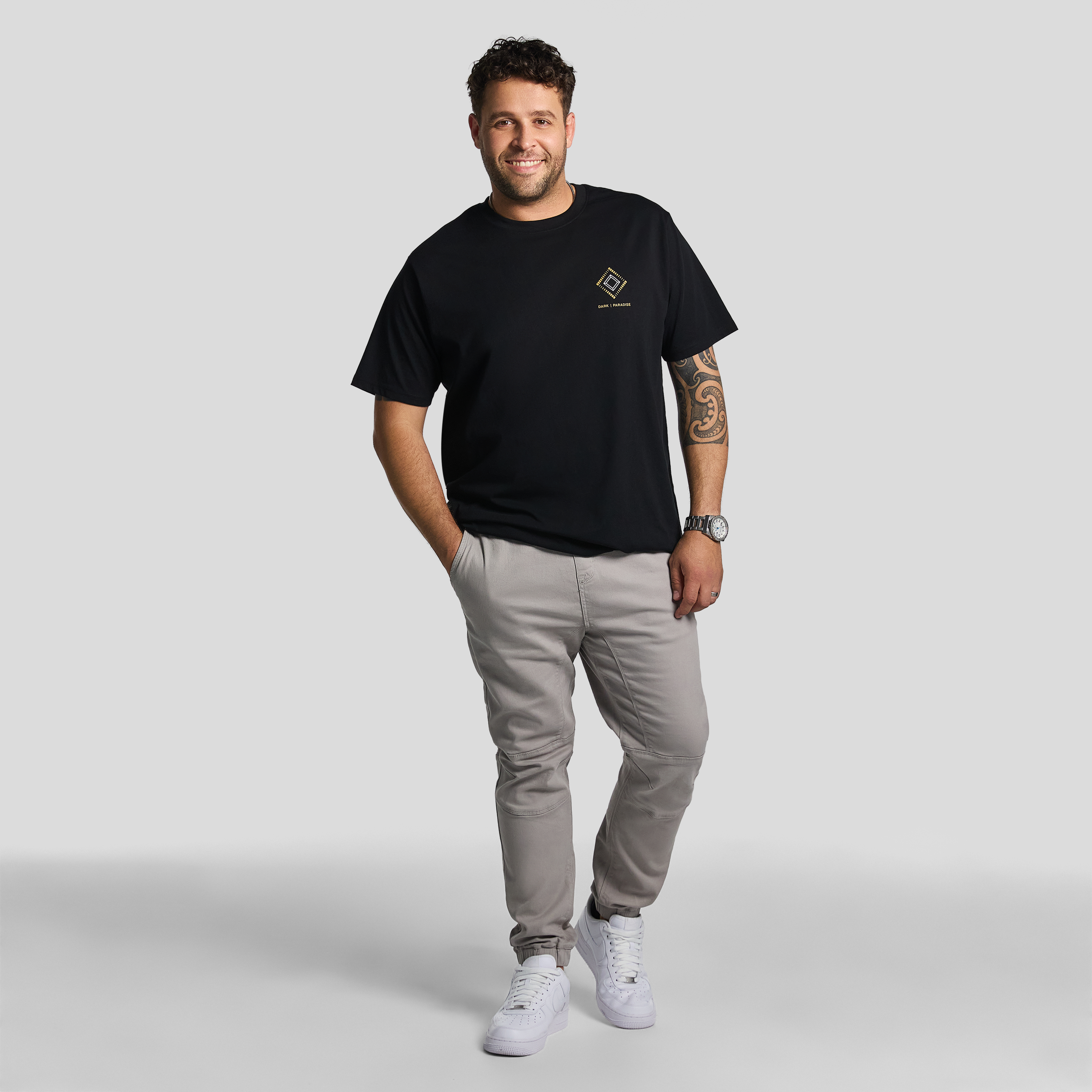 Black Bradley Longline Crew Neck Tee