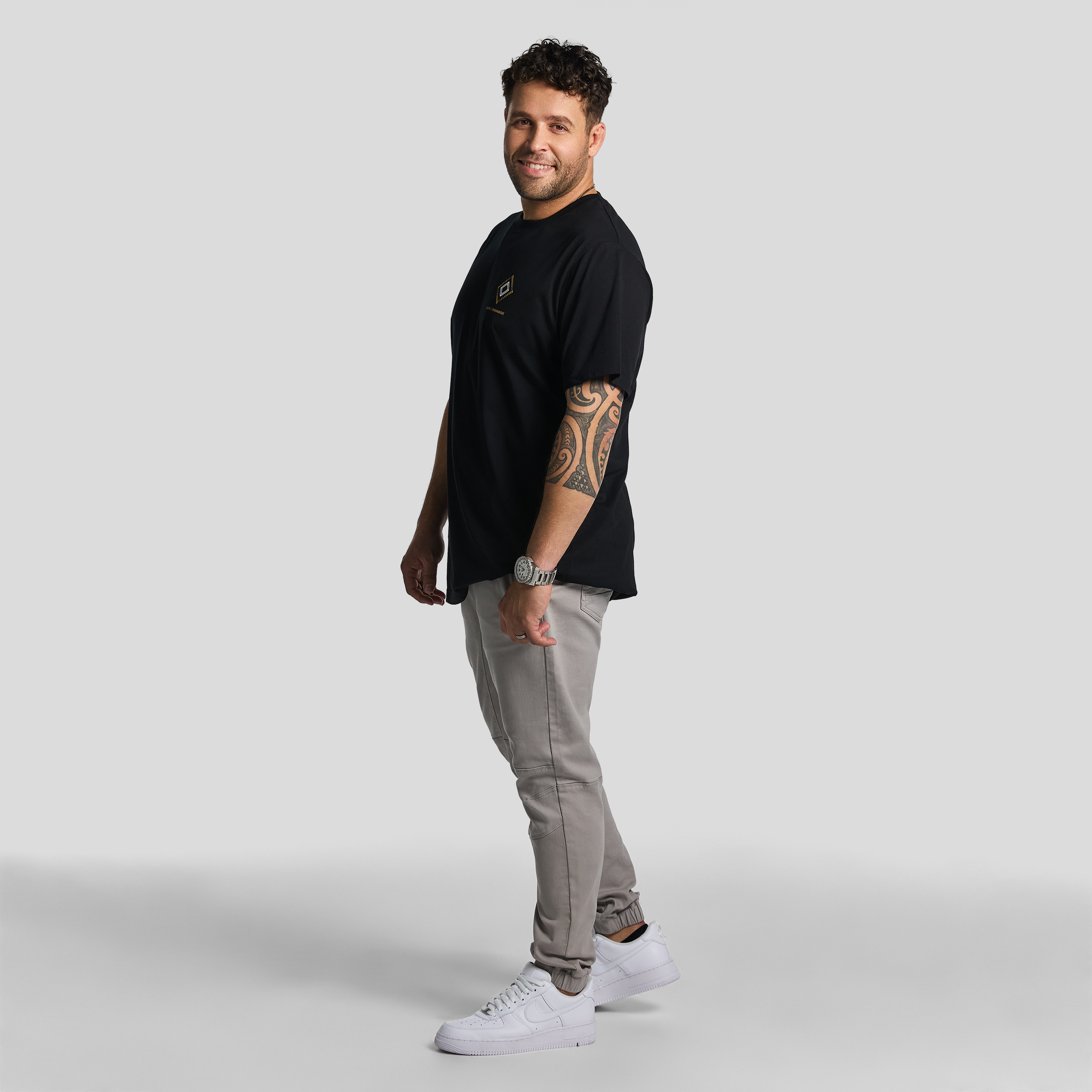 Black Bradley Longline Crew Neck Tee