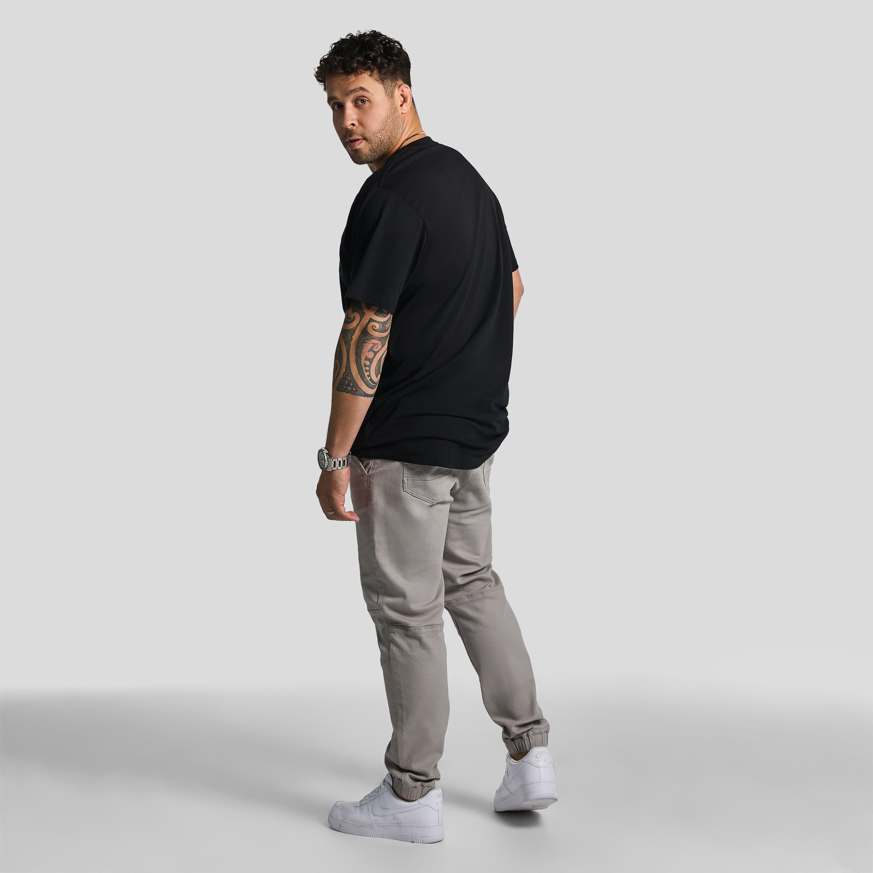 Black Bradley Longline Crew Neck Tee