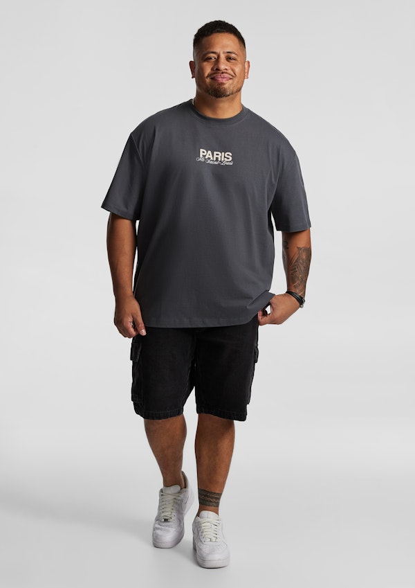 Charcoal Clinton Relaxed Crew Neck Tee