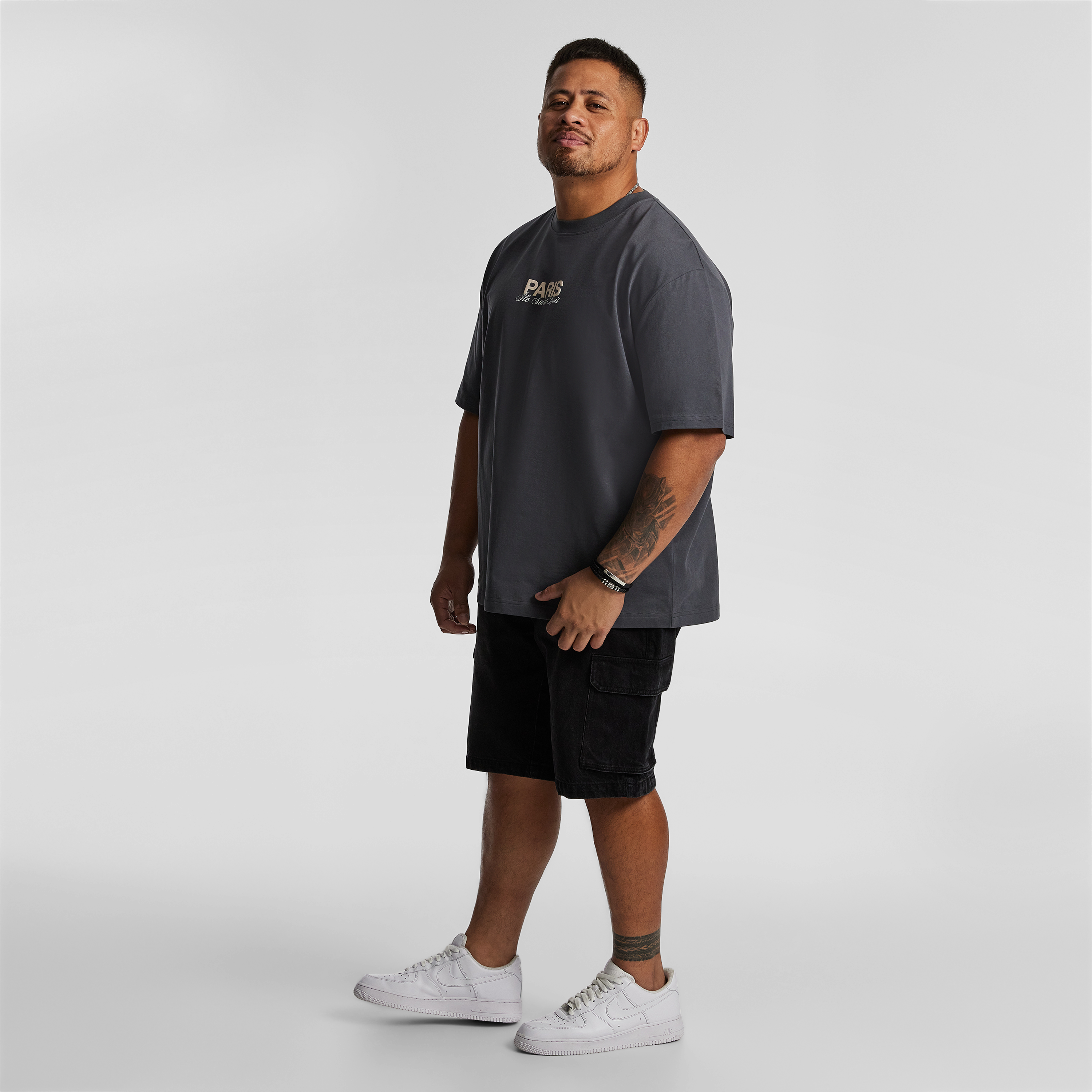 Charcoal Clinton Relaxed Crew Neck Tee