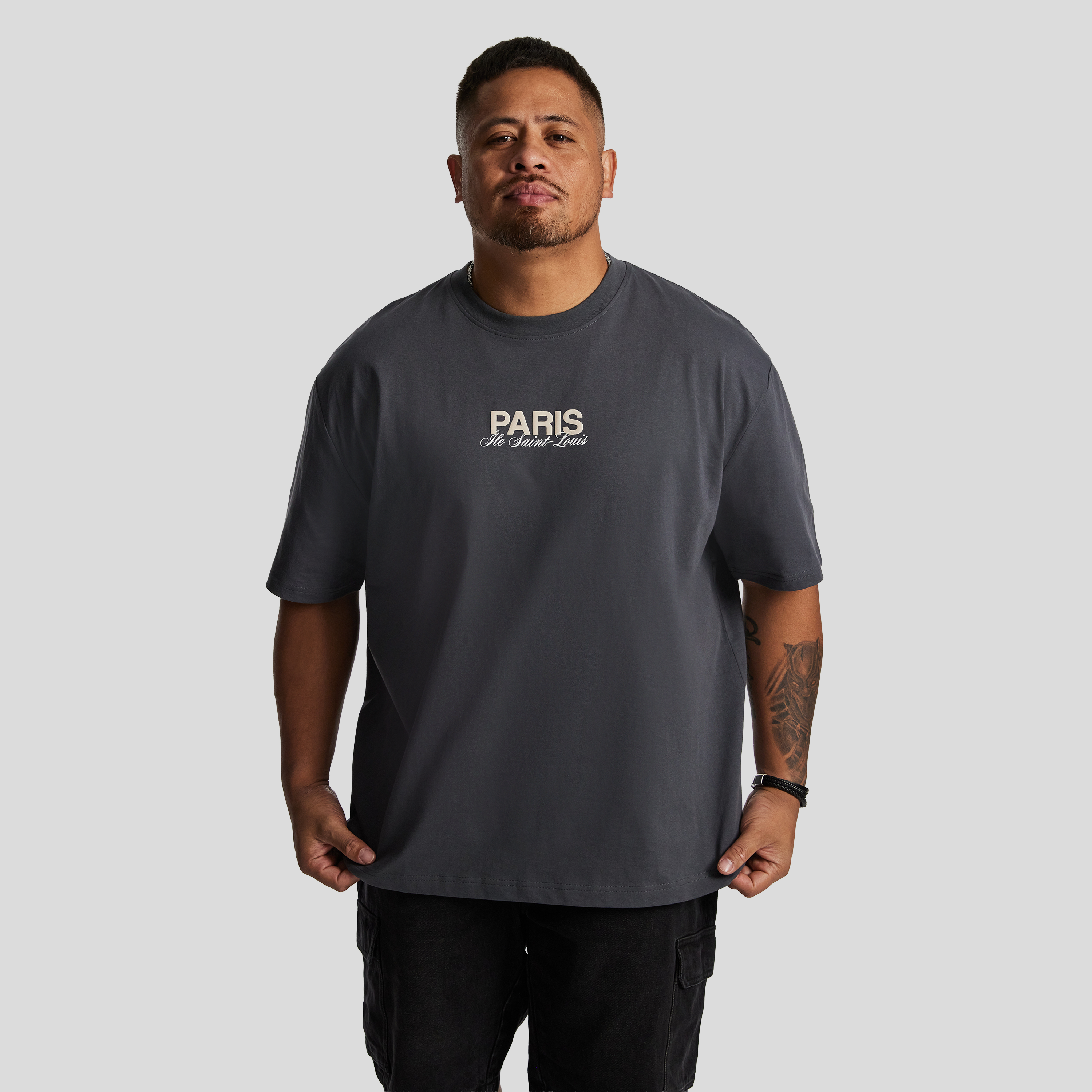 Charcoal Clinton Relaxed Crew Neck Tee