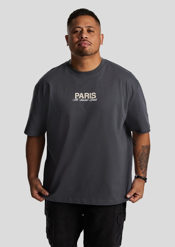 Charcoal Clinton Relaxed Crew Neck Tee