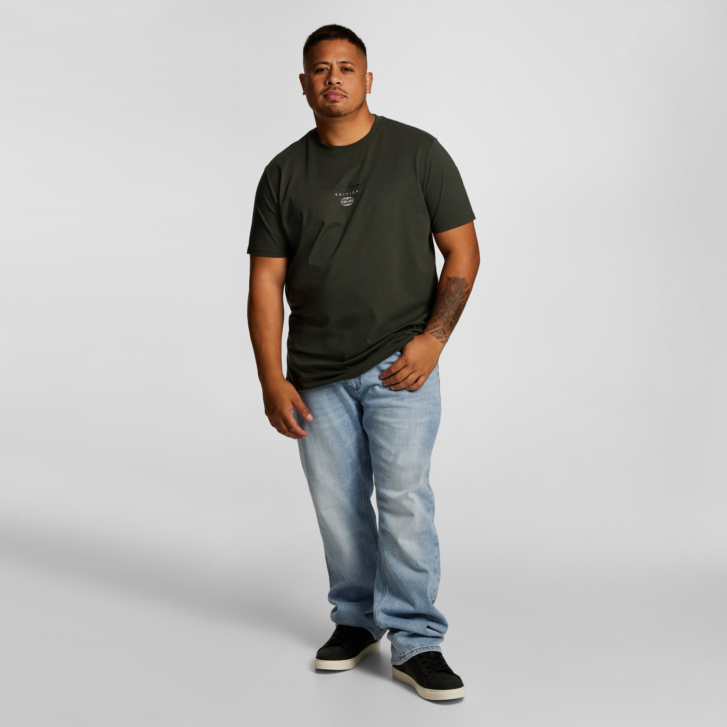 Military Green Victor Longline Crew Neck Tee