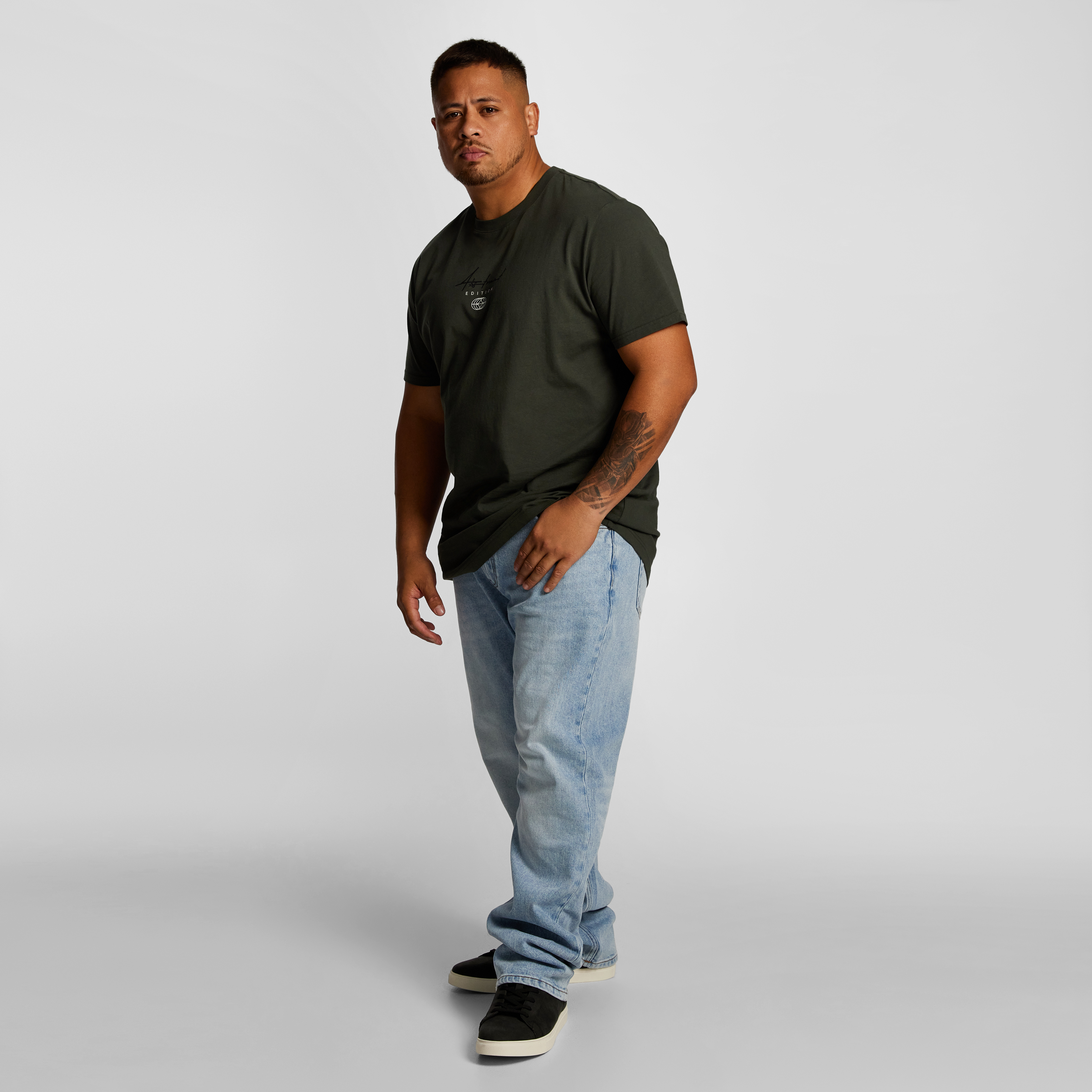 Military Green Victor Longline Crew Neck Tee