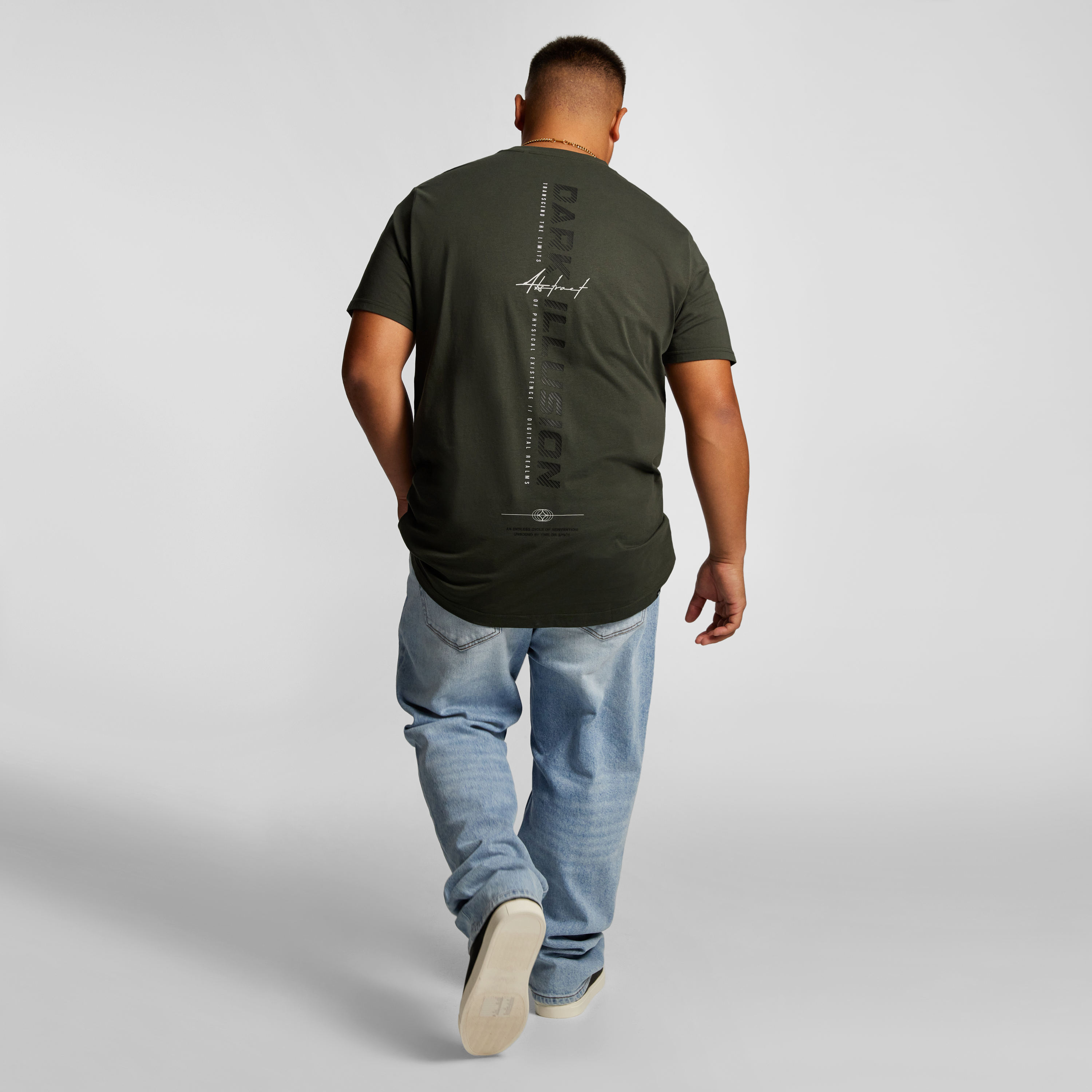 Military Green Victor Longline Crew Neck Tee