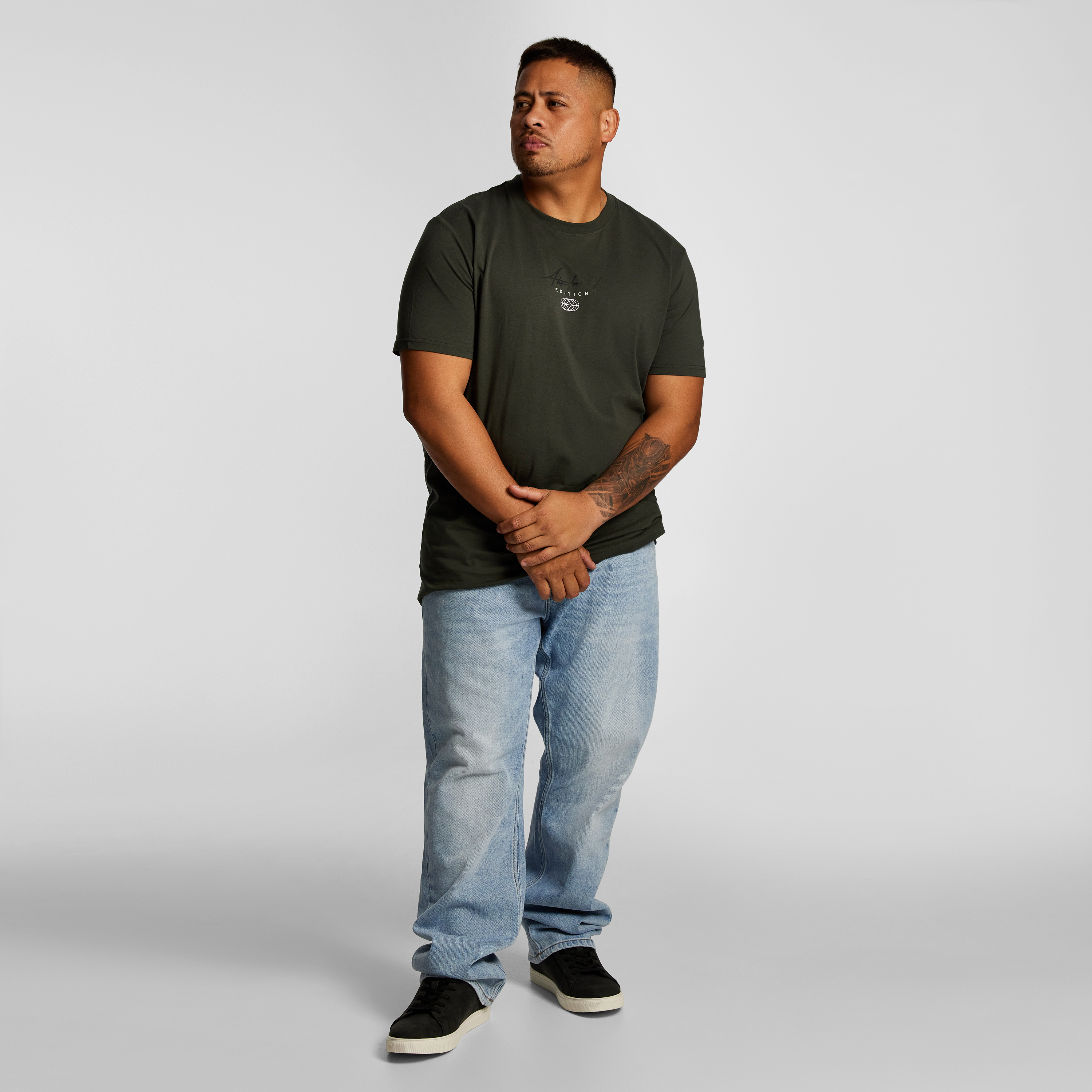 Military Green Victor Longline Crew Neck Tee