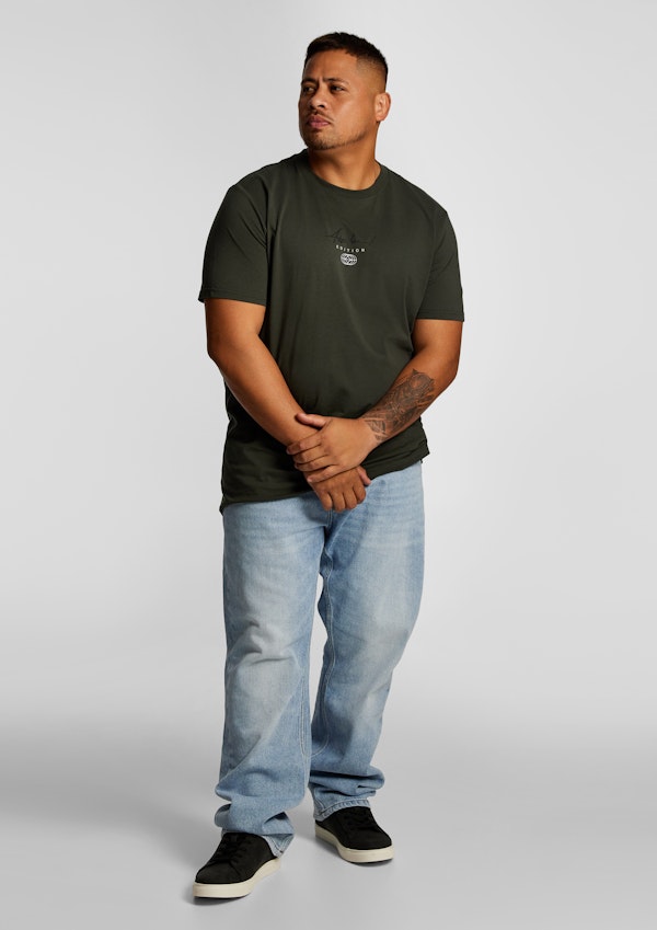 Military Green Victor Longline Crew Neck Tee