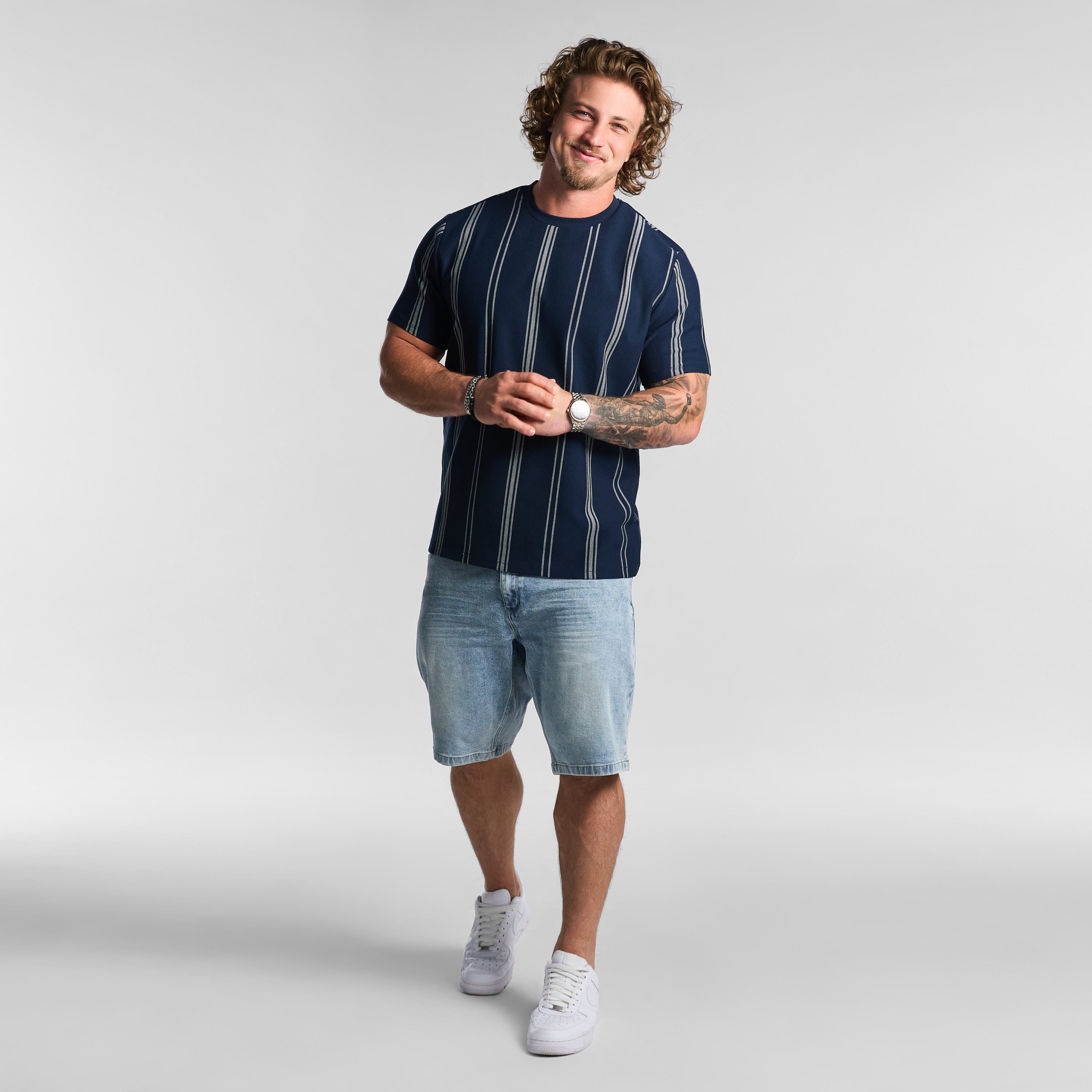Blue John Stripe Crew Neck Tee