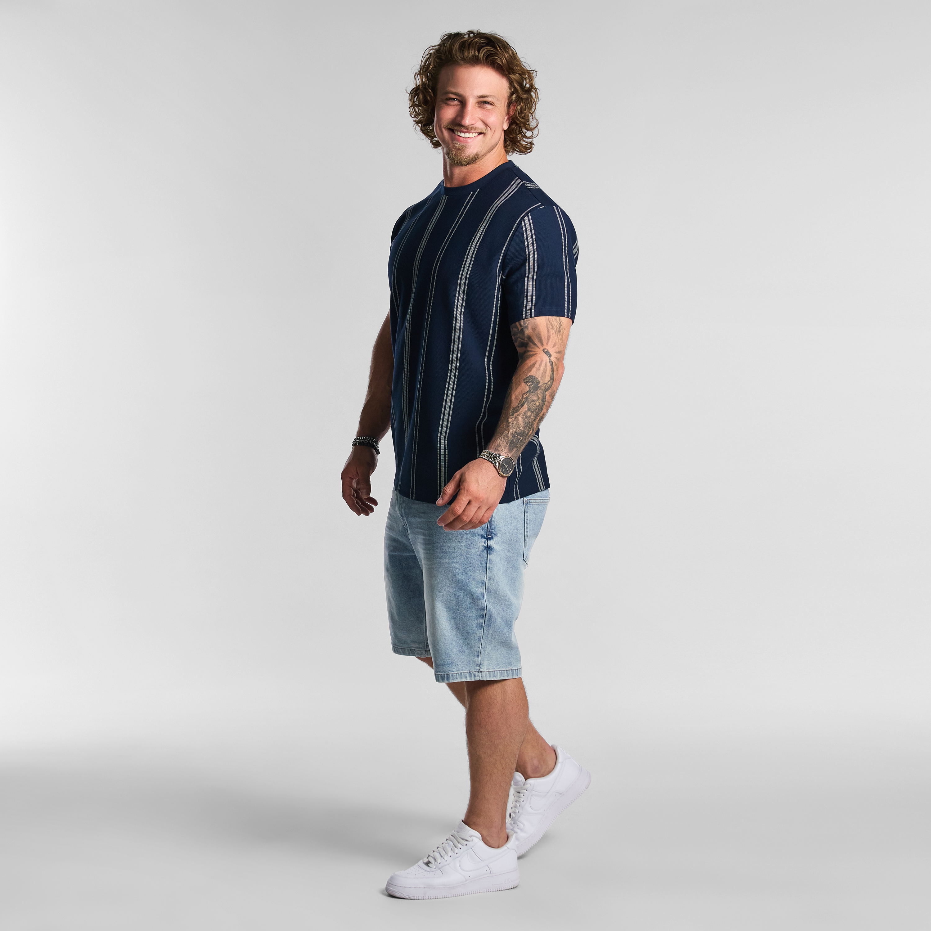 Blue John Stripe Crew Neck Tee