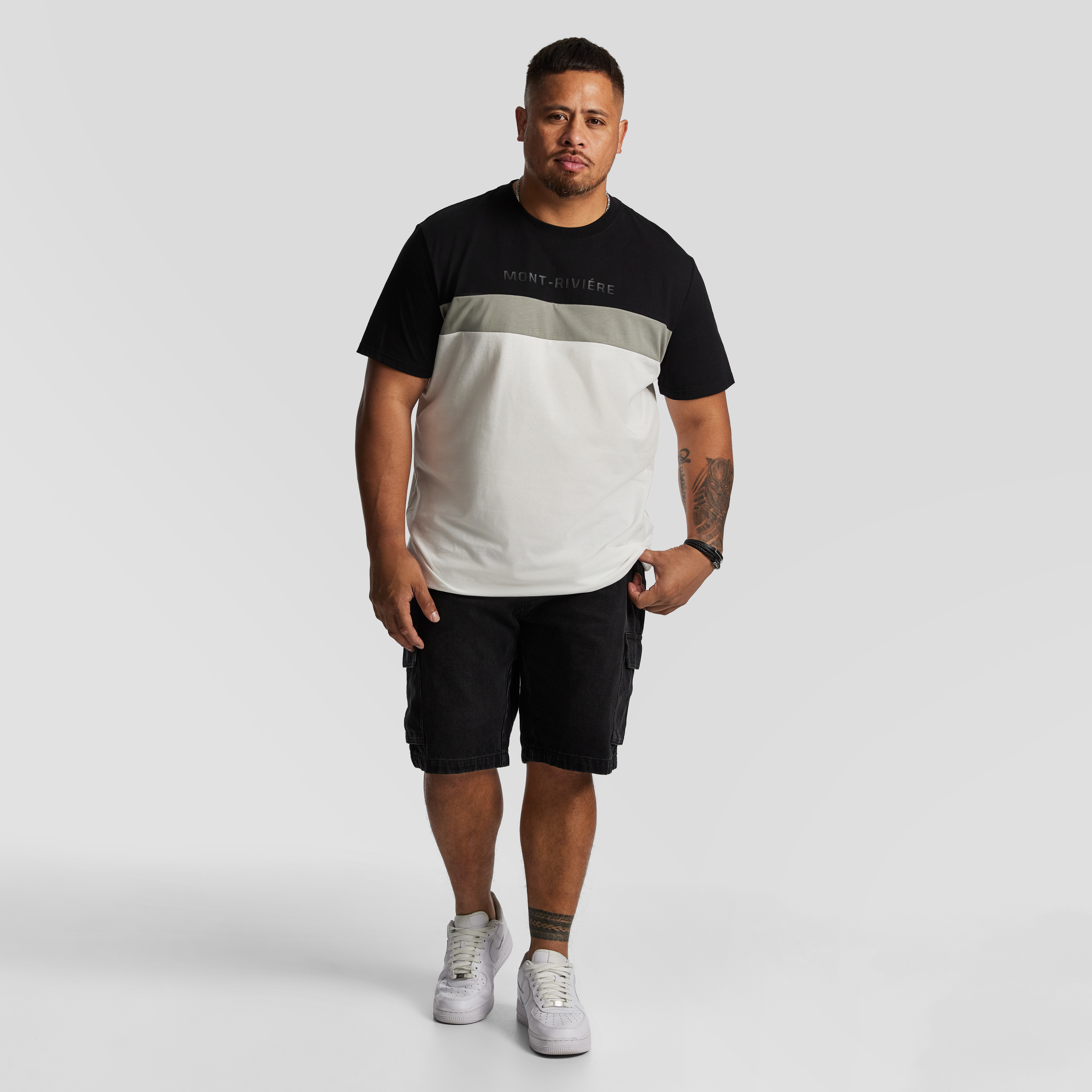 Black Reid Splice Crew Tee