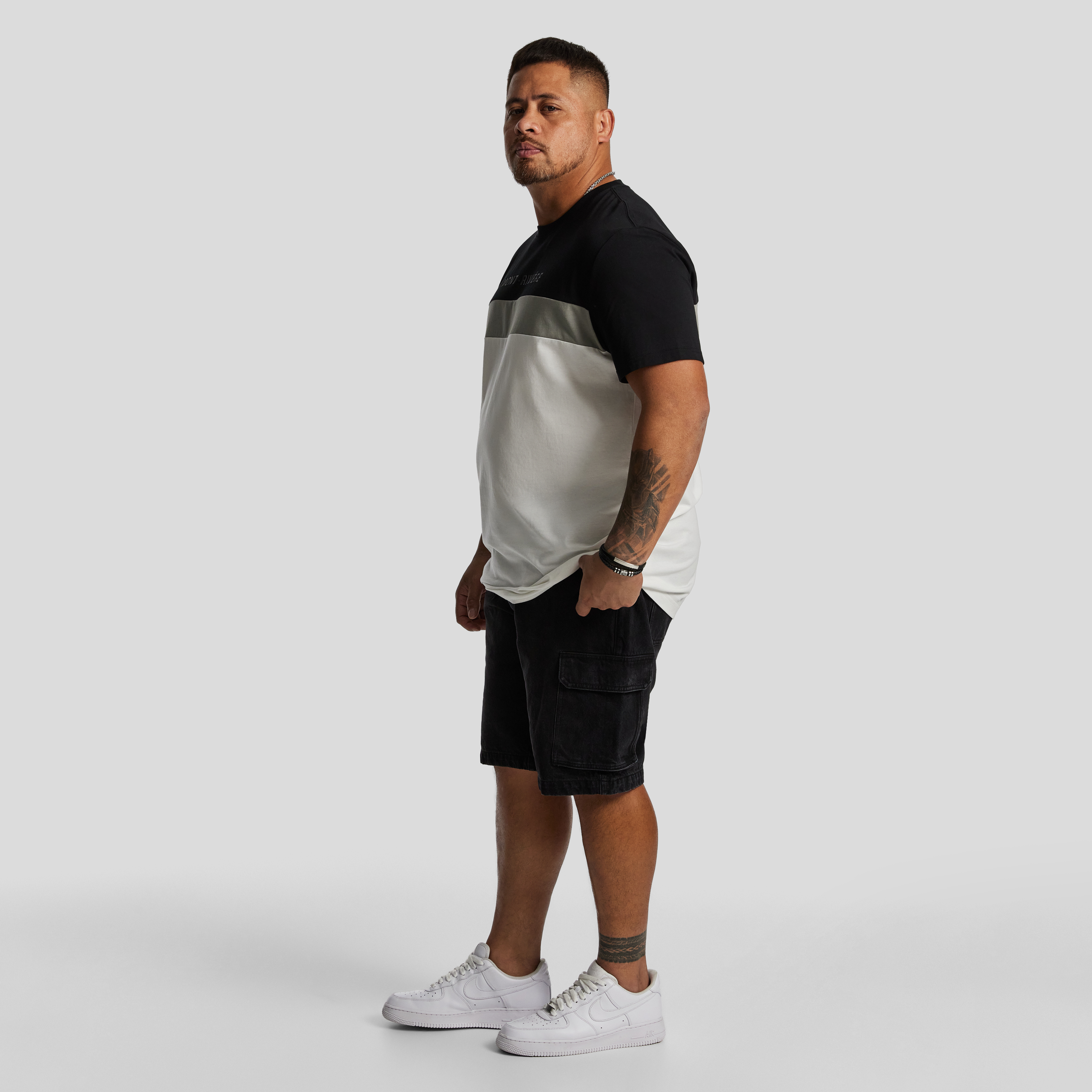 Black Reid Splice Crew Tee