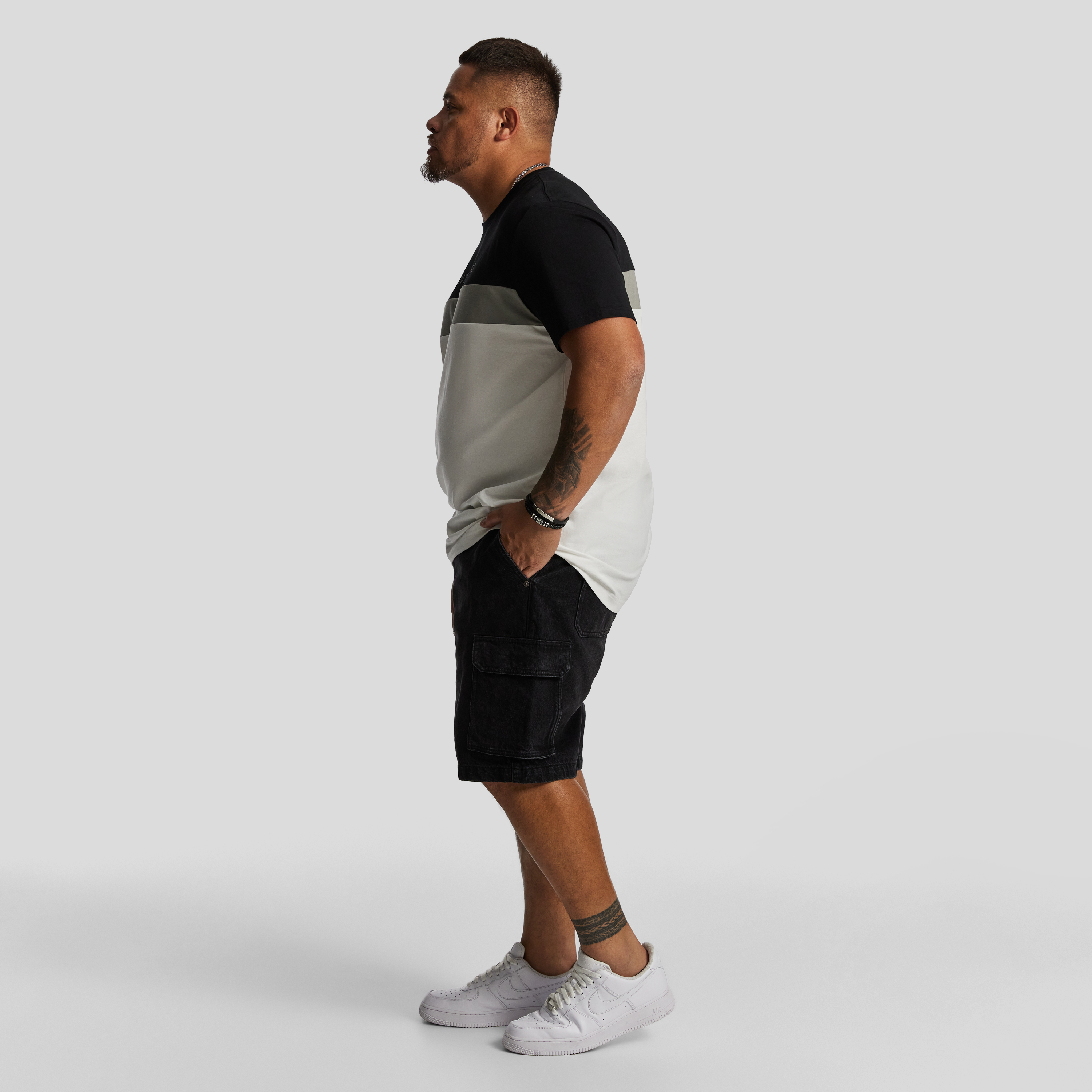 Black Reid Splice Crew Tee