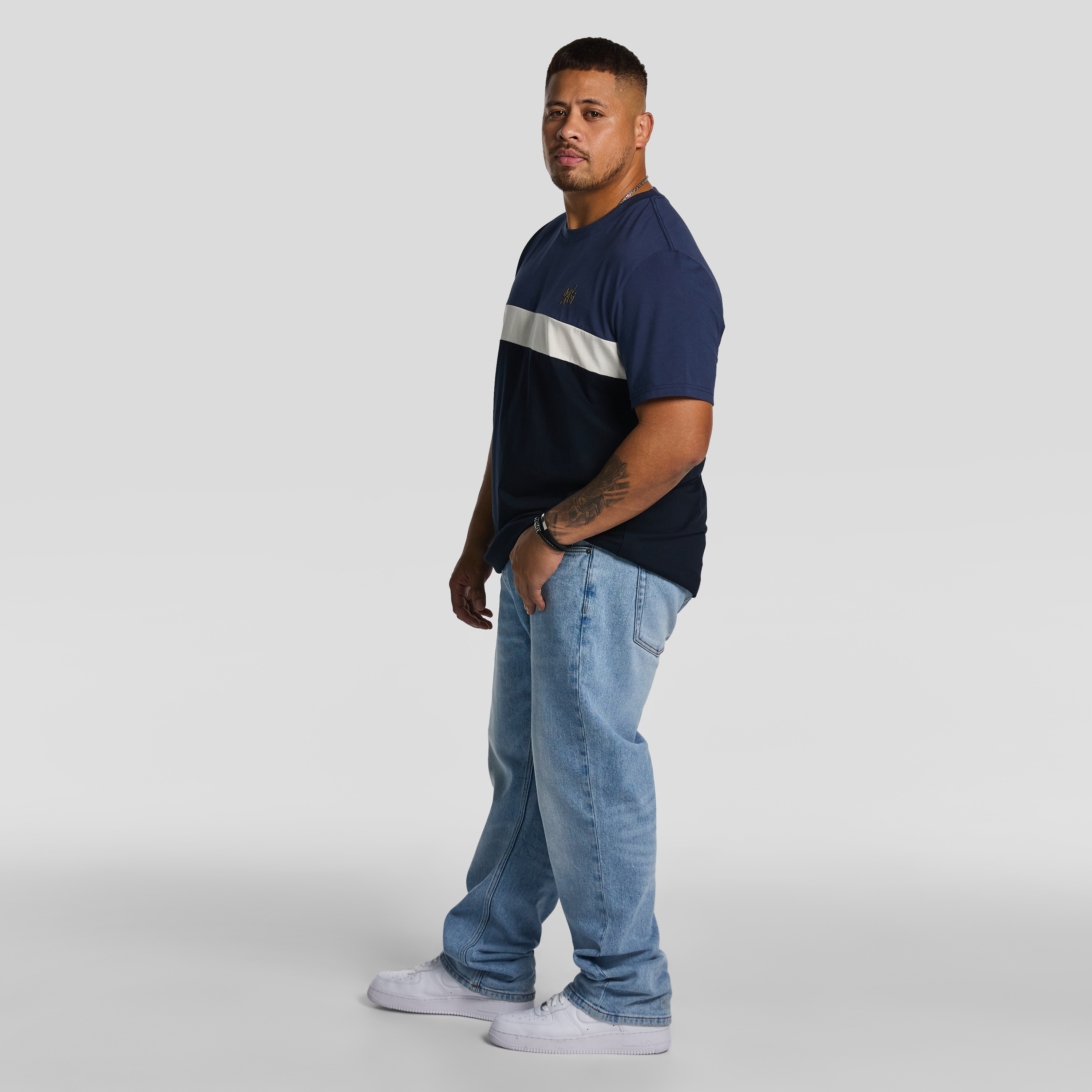 Blue Toby Splice Longline Crew Tee