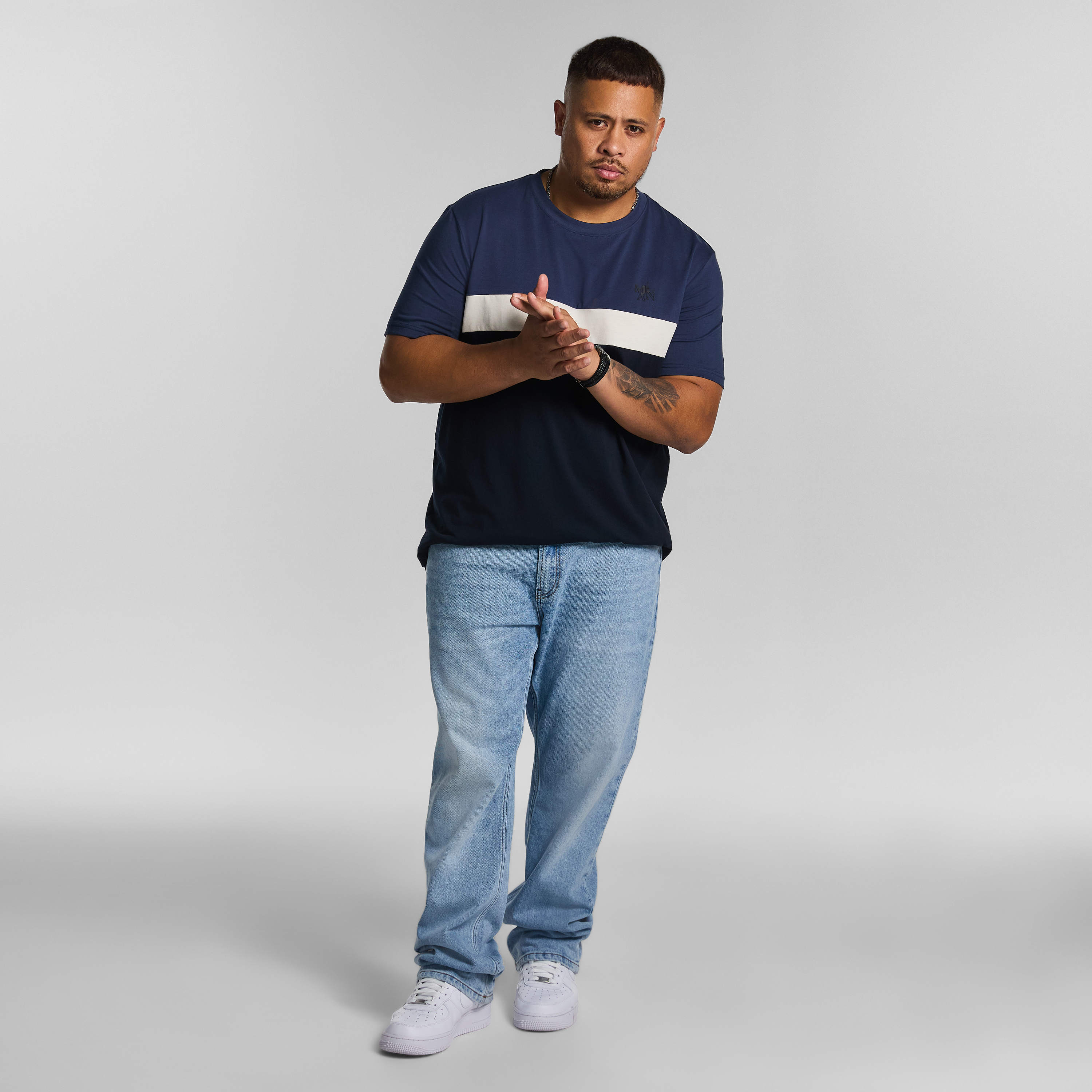 Blue Toby Splice Longline Crew Tee