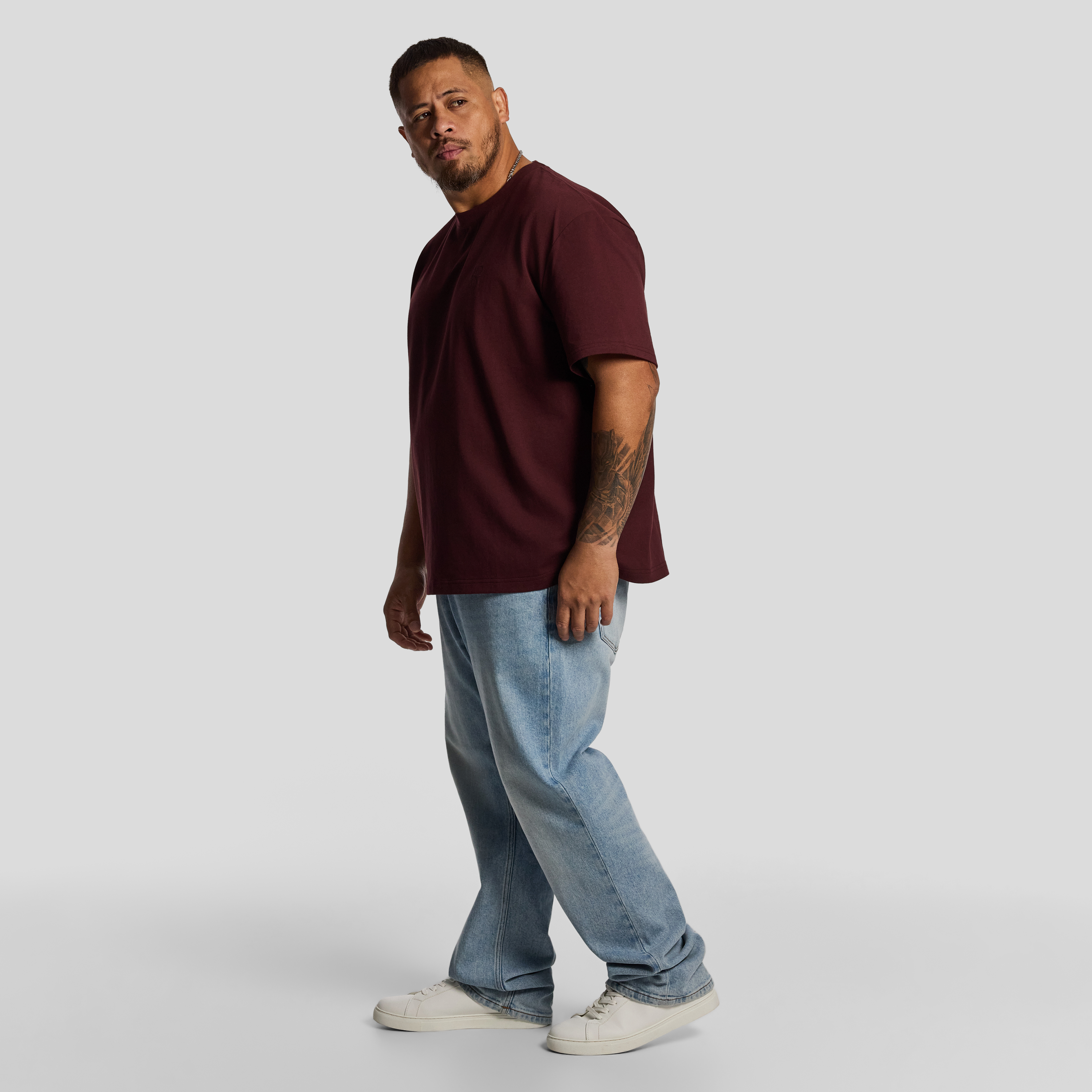Wine Cole Relaxed Crew Tee
