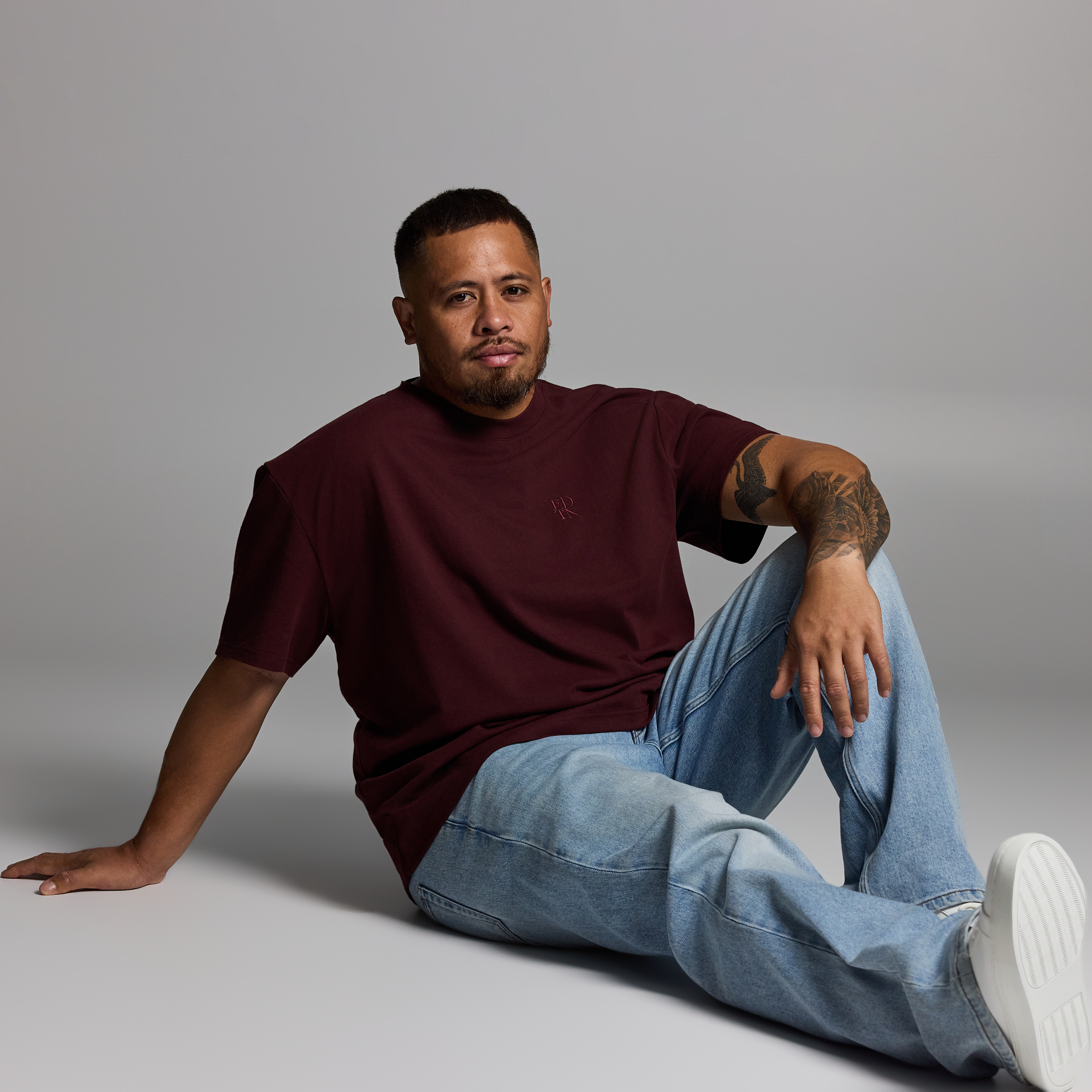 Wine Cole Relaxed Crew Tee
