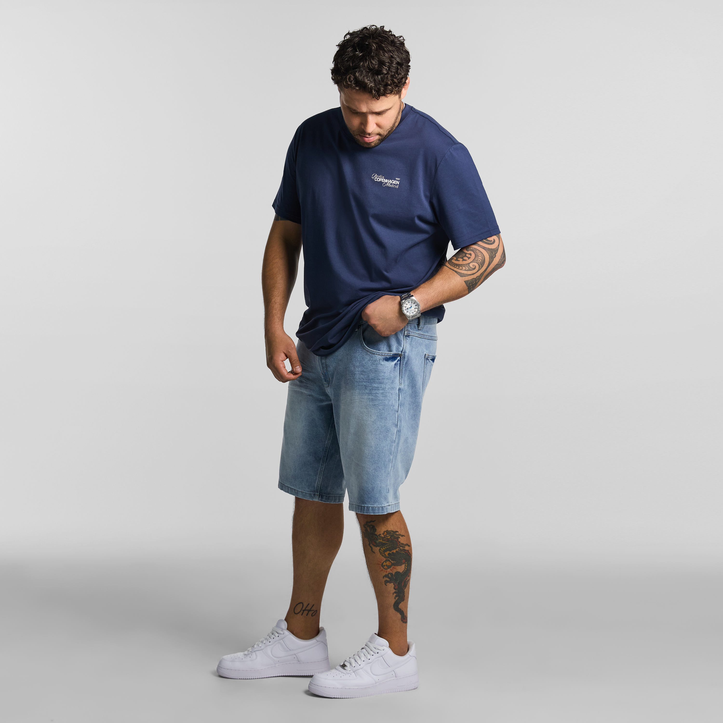 Blue Kobe Longline Crew Tee