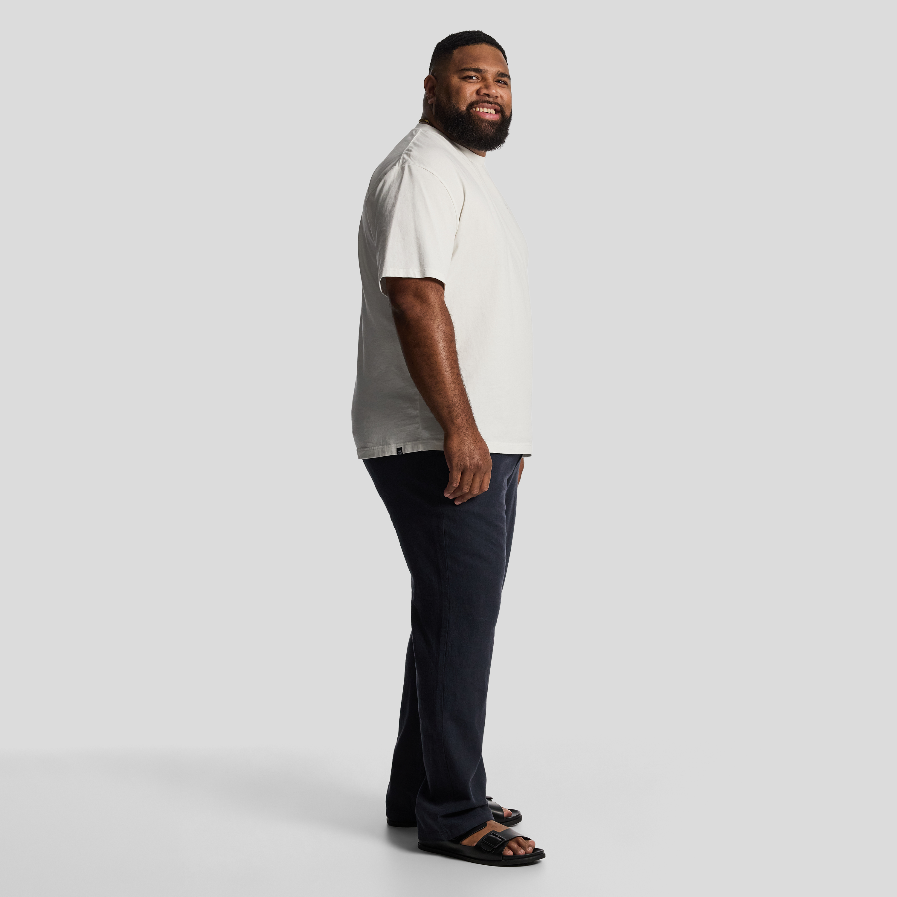 Navy Cabana Linen Blend Pant