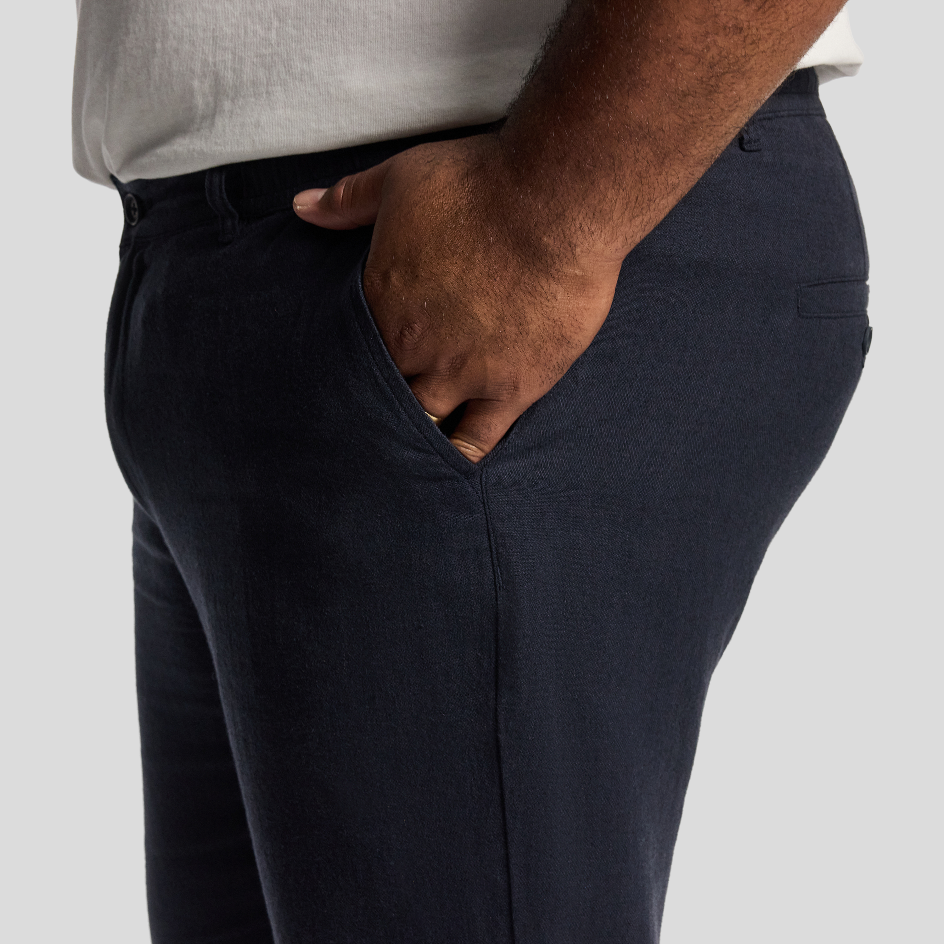 Navy Cabana Linen Blend Pant