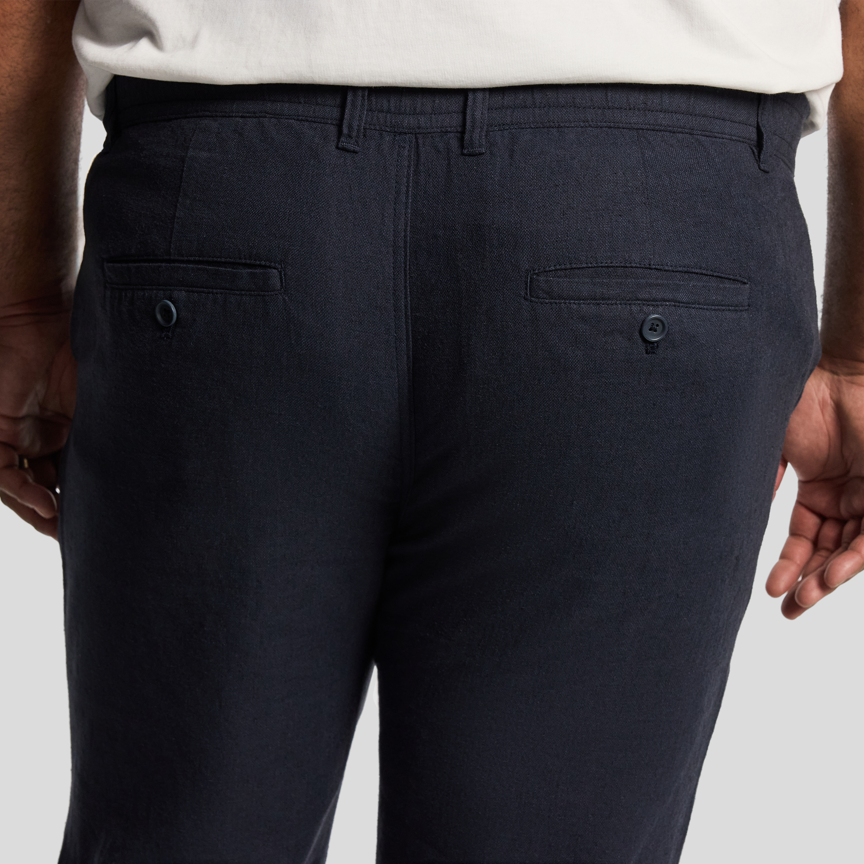 Navy Cabana Linen Blend Pant