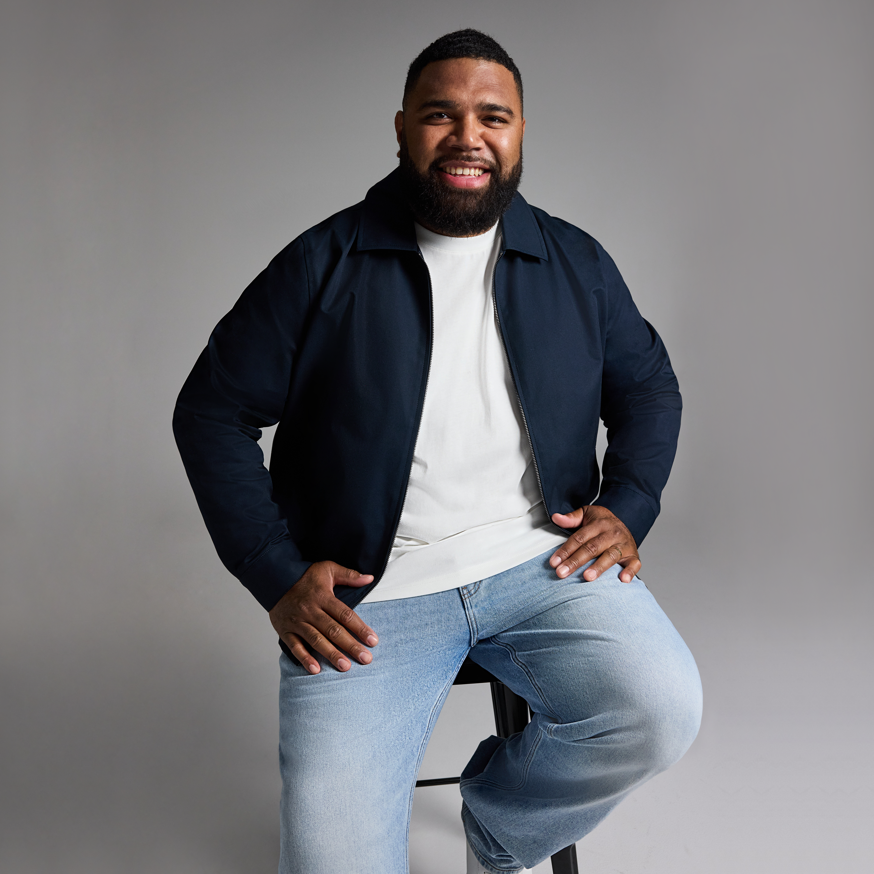 Navy Zane Zip Thru Jacket