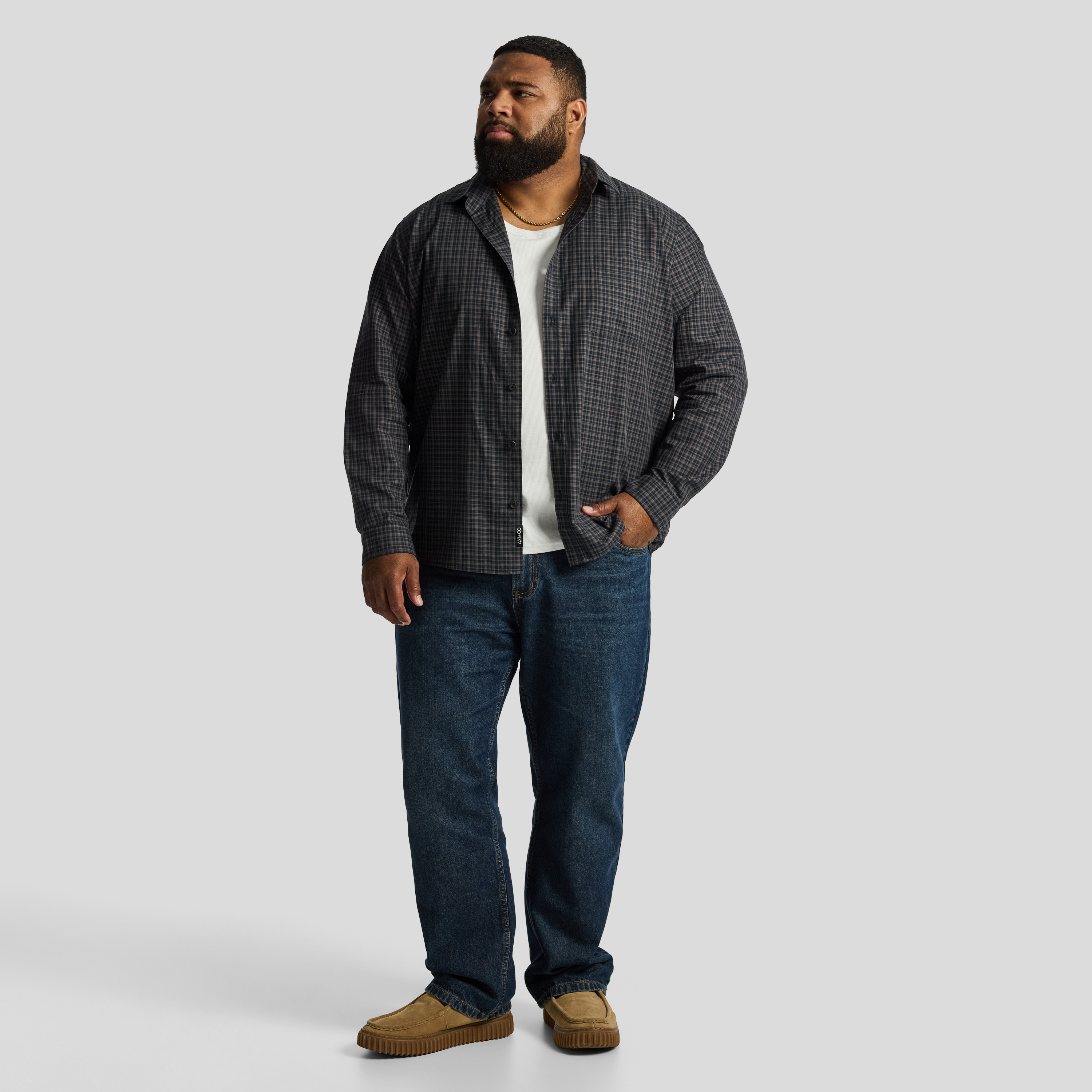 Navy Diego Relaxed Check Shirt