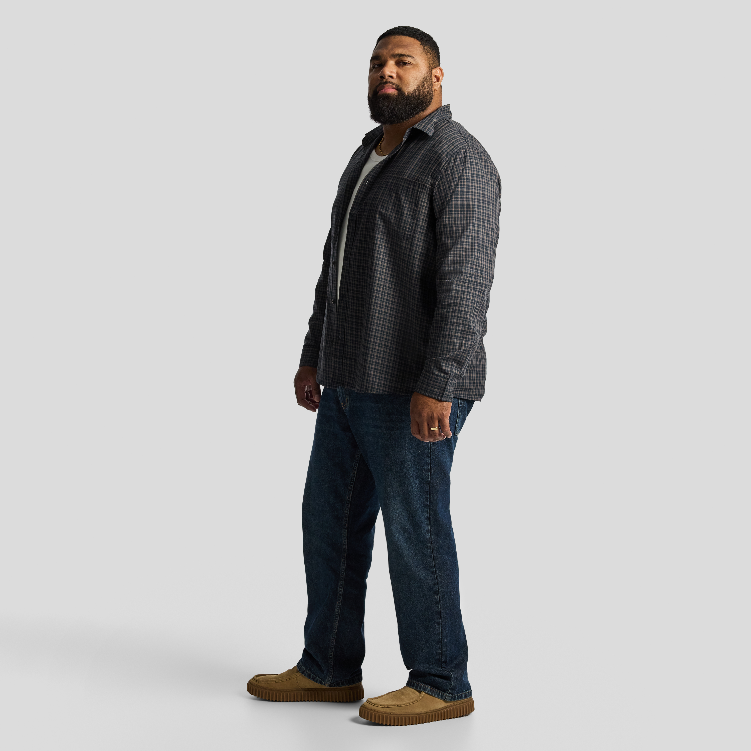 Navy Diego Relaxed Check Shirt