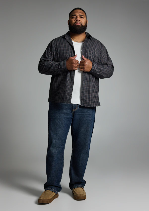 Navy Diego Relaxed Check Shirt