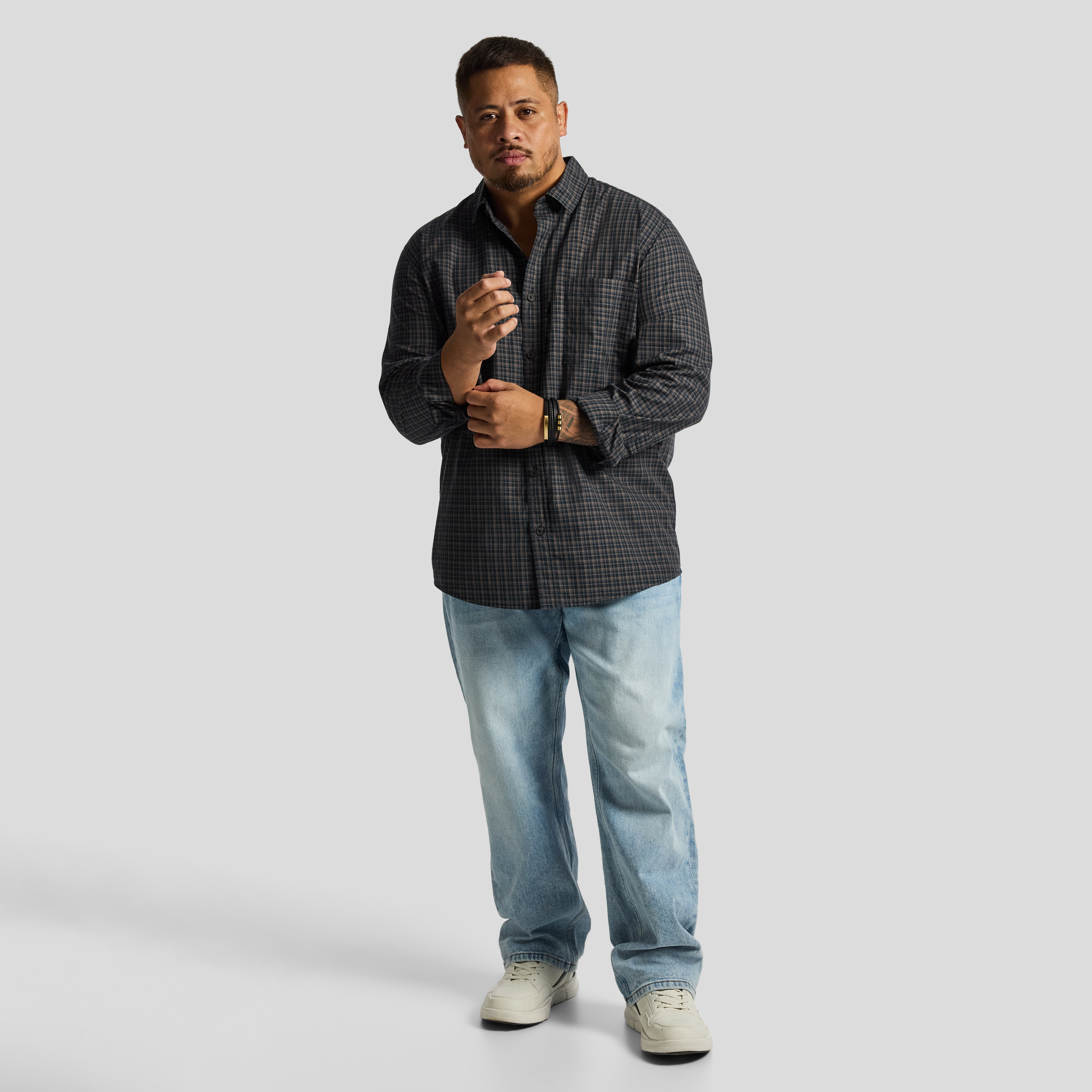 Navy Diego Relaxed Check Shirt