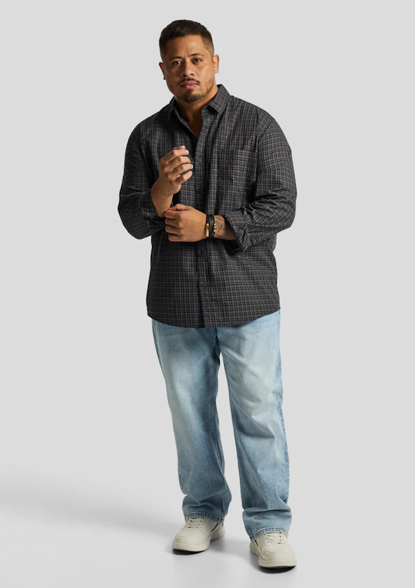 Navy Diego Relaxed Check Shirt