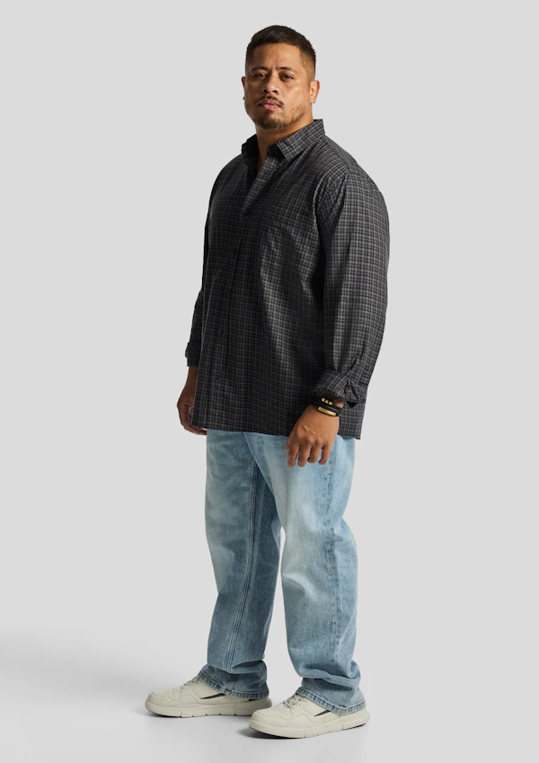 Navy Diego Relaxed Check Shirt