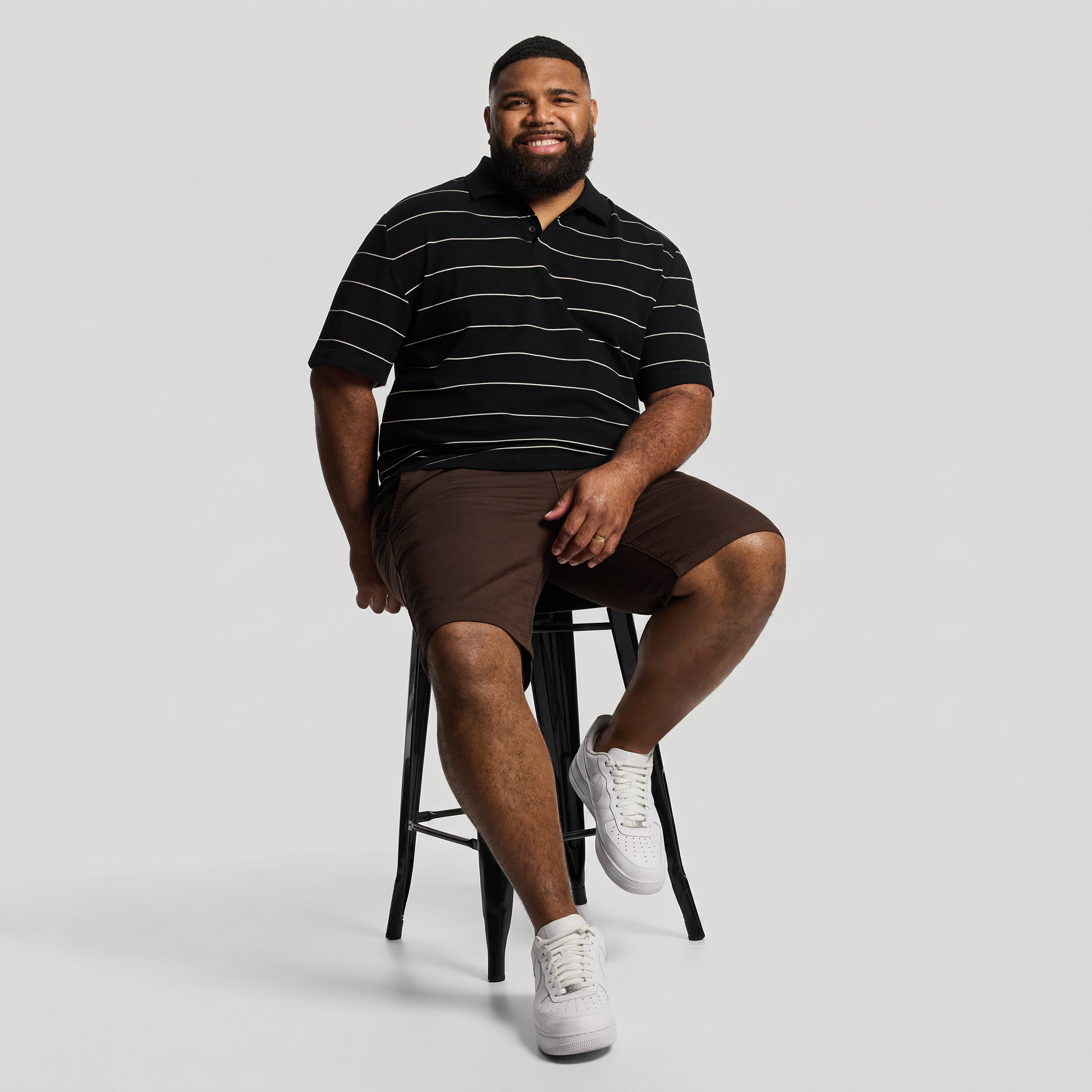 Black Hearne Stripe Polo