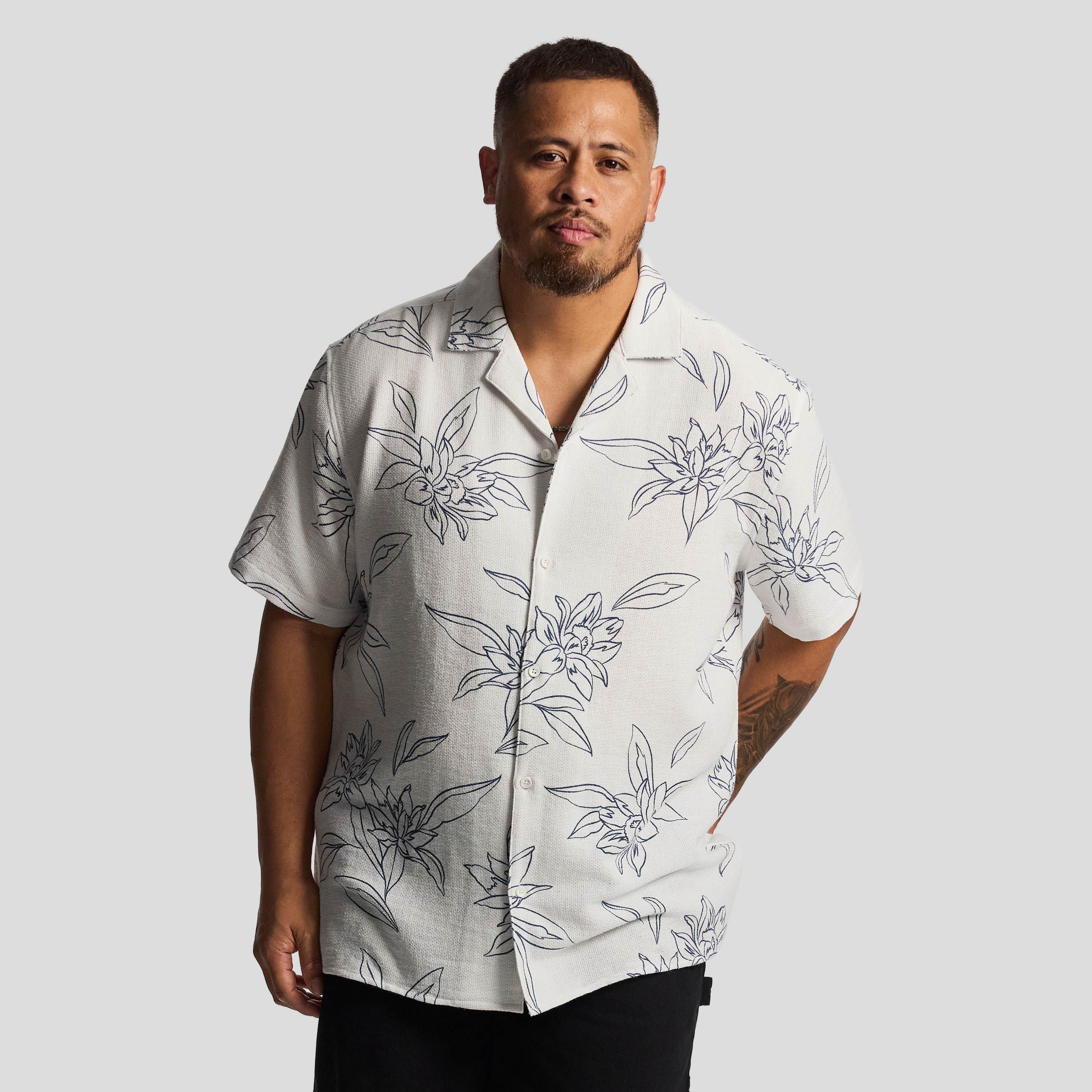 Reef Print Textured Short Sleeve Shirt