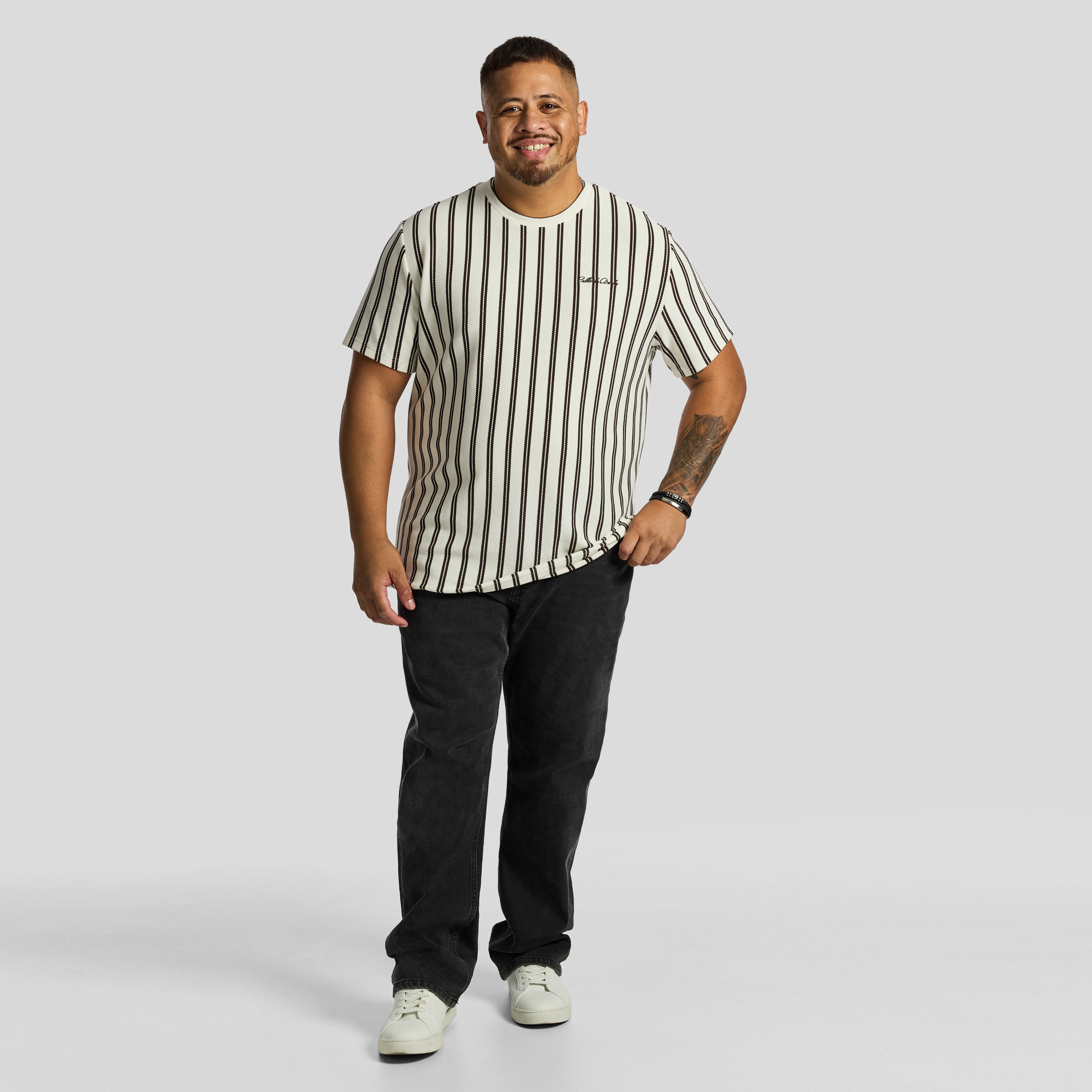 Ecru Lucan Stripe Crew Tee