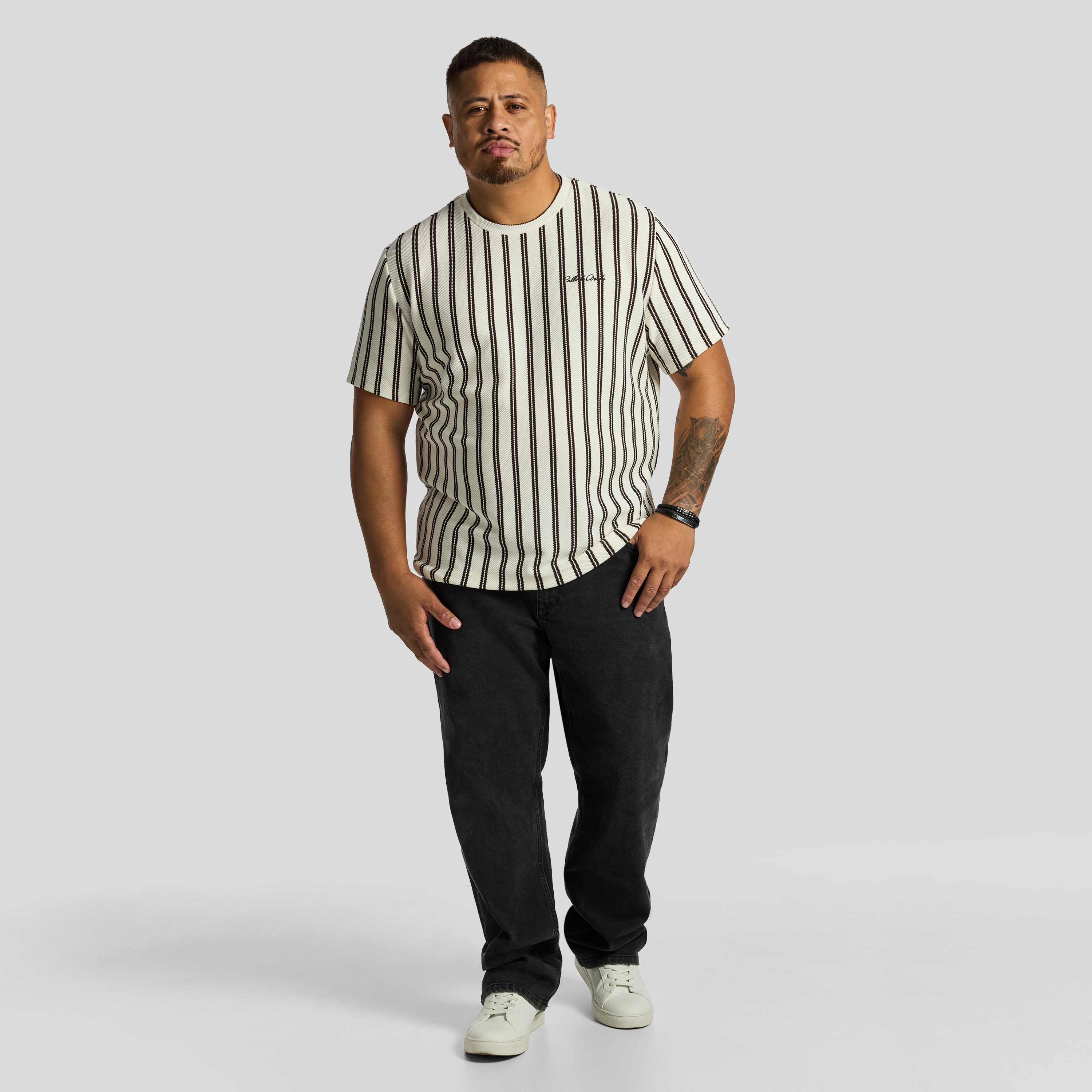 Ecru Lucan Stripe Crew Tee