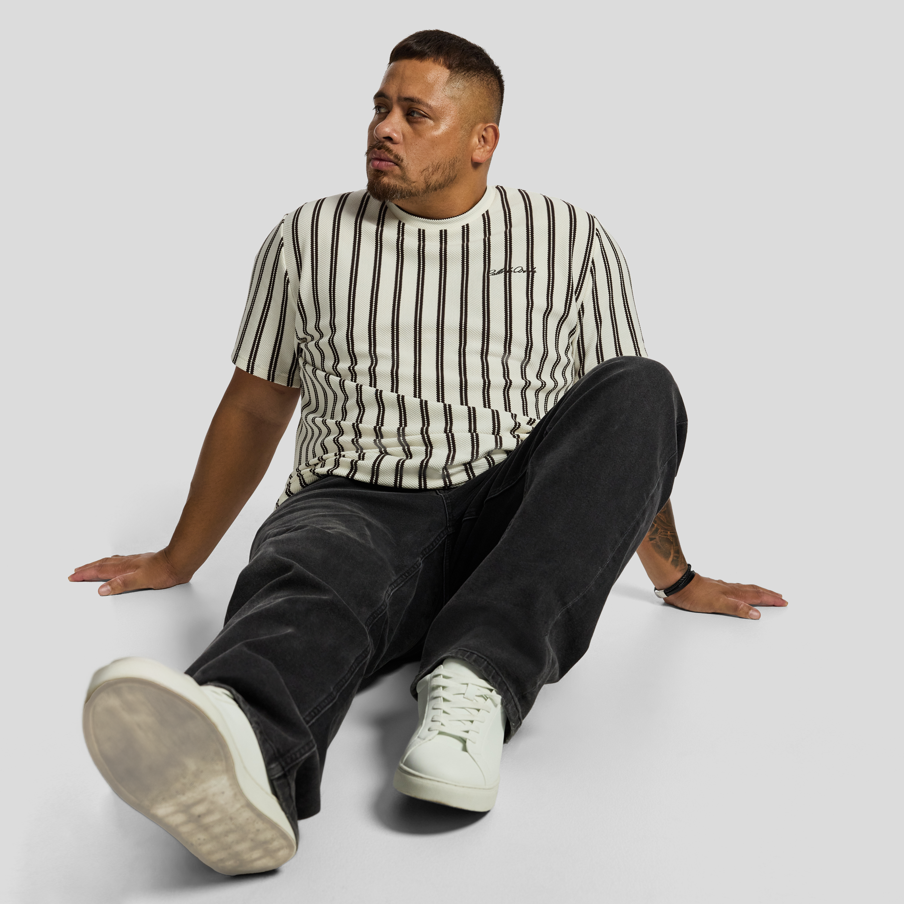 Ecru Lucan Stripe Crew Tee