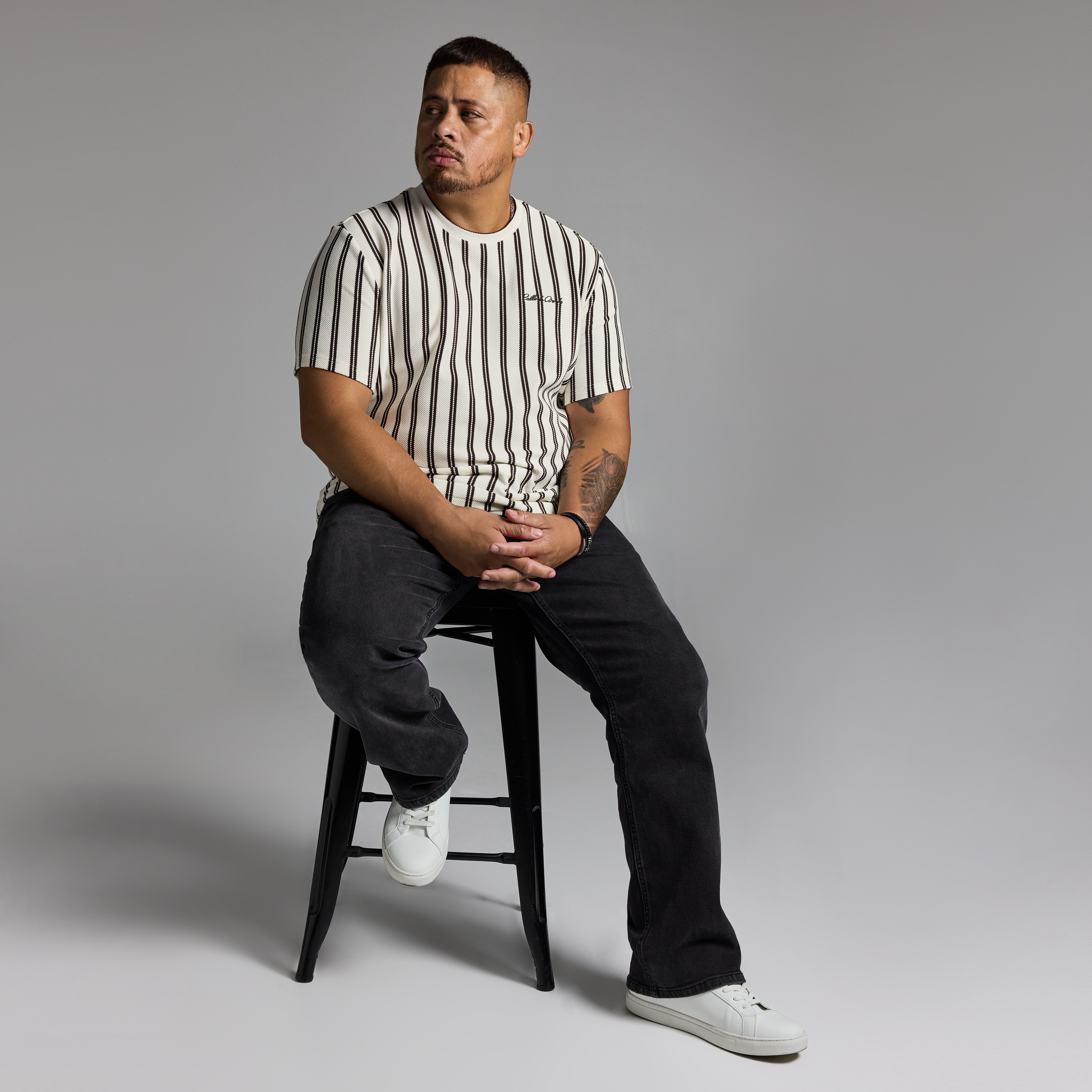 Ecru Lucan Stripe Crew Tee