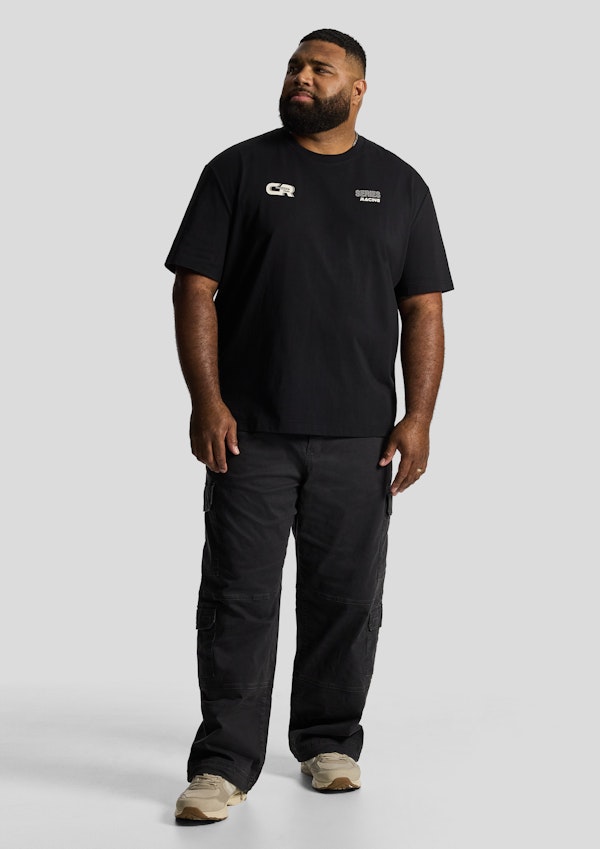 Black Motor Relaxed Crew Tee
