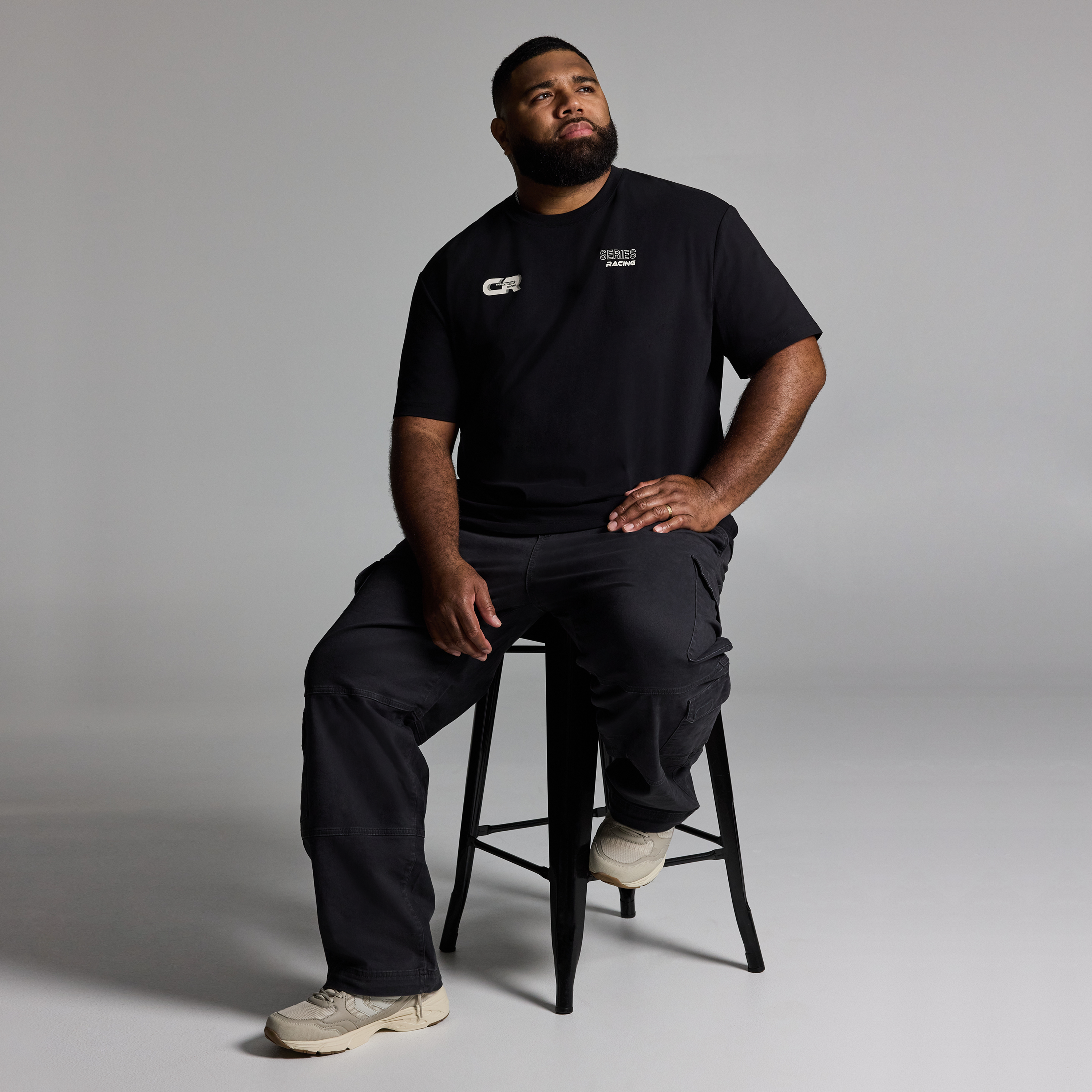 Black Motor Relaxed Crew Tee