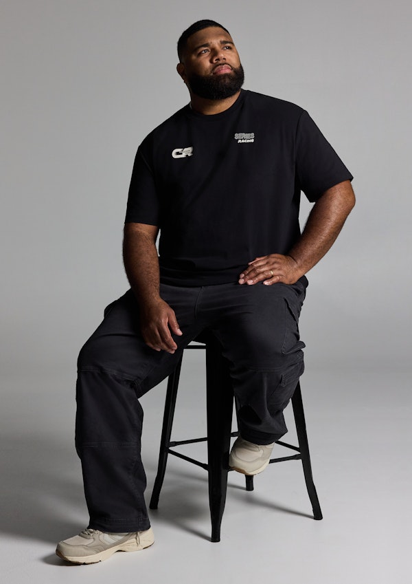 Black Motor Relaxed Crew Tee