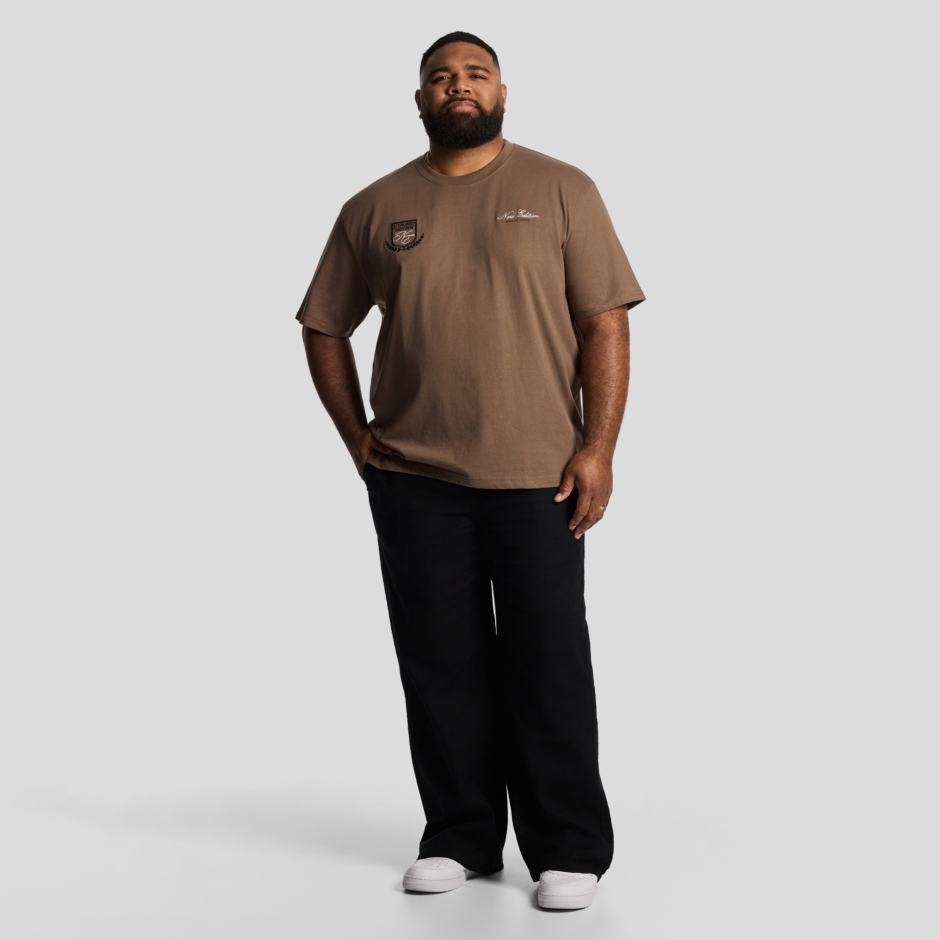 Light Brown Crest Relaxed Crew Tee