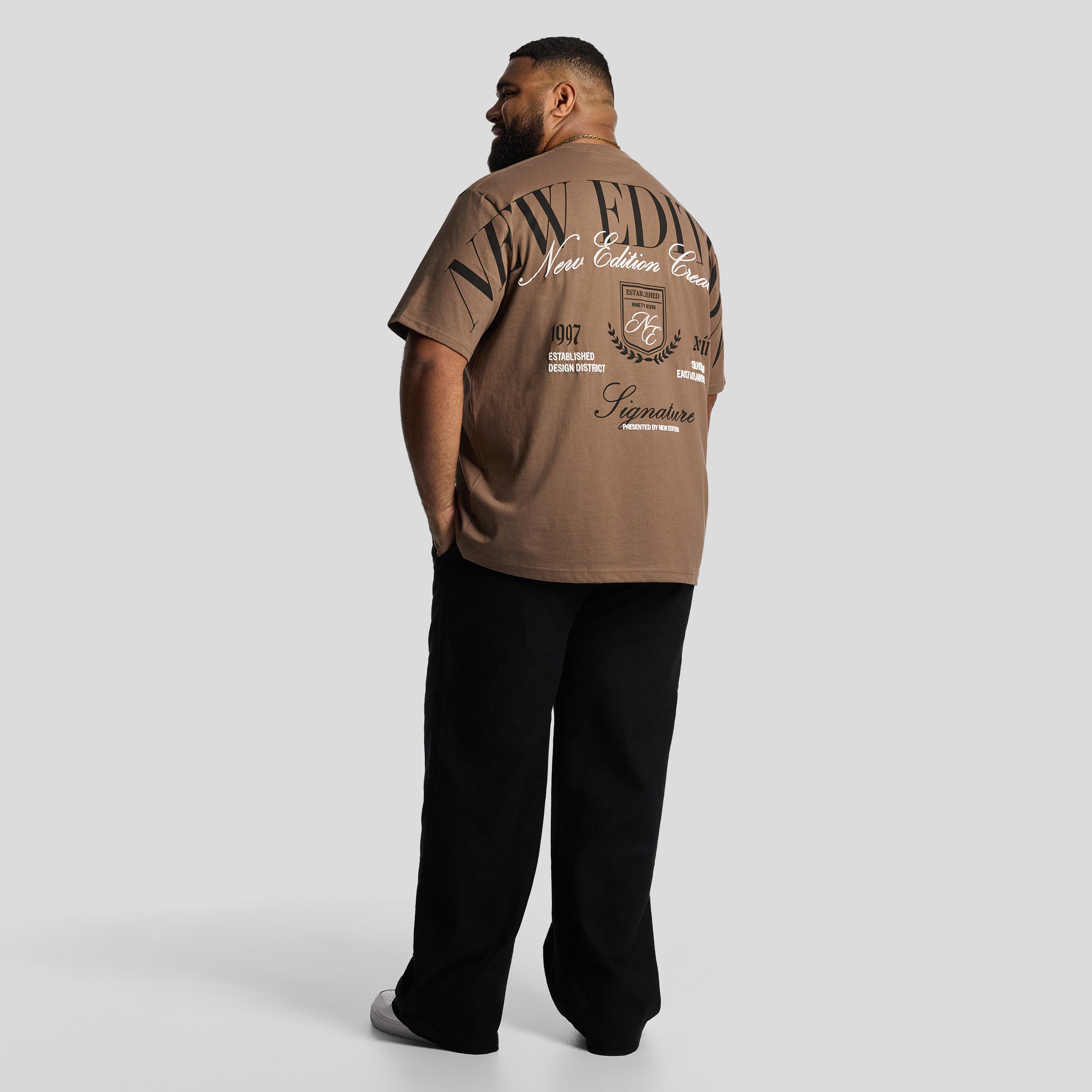 Light Brown Crest Relaxed Crew Tee