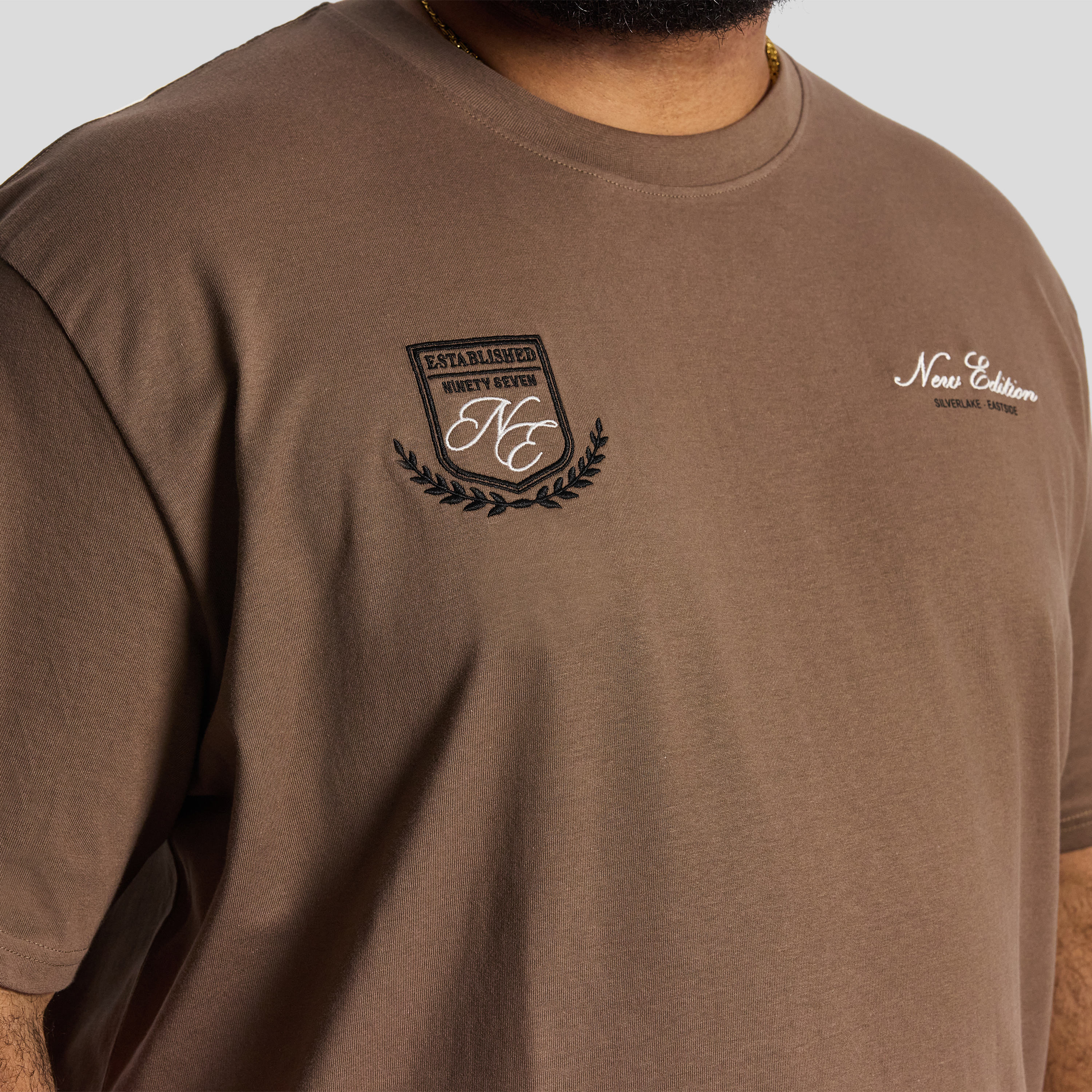 Light Brown Crest Relaxed Crew Tee