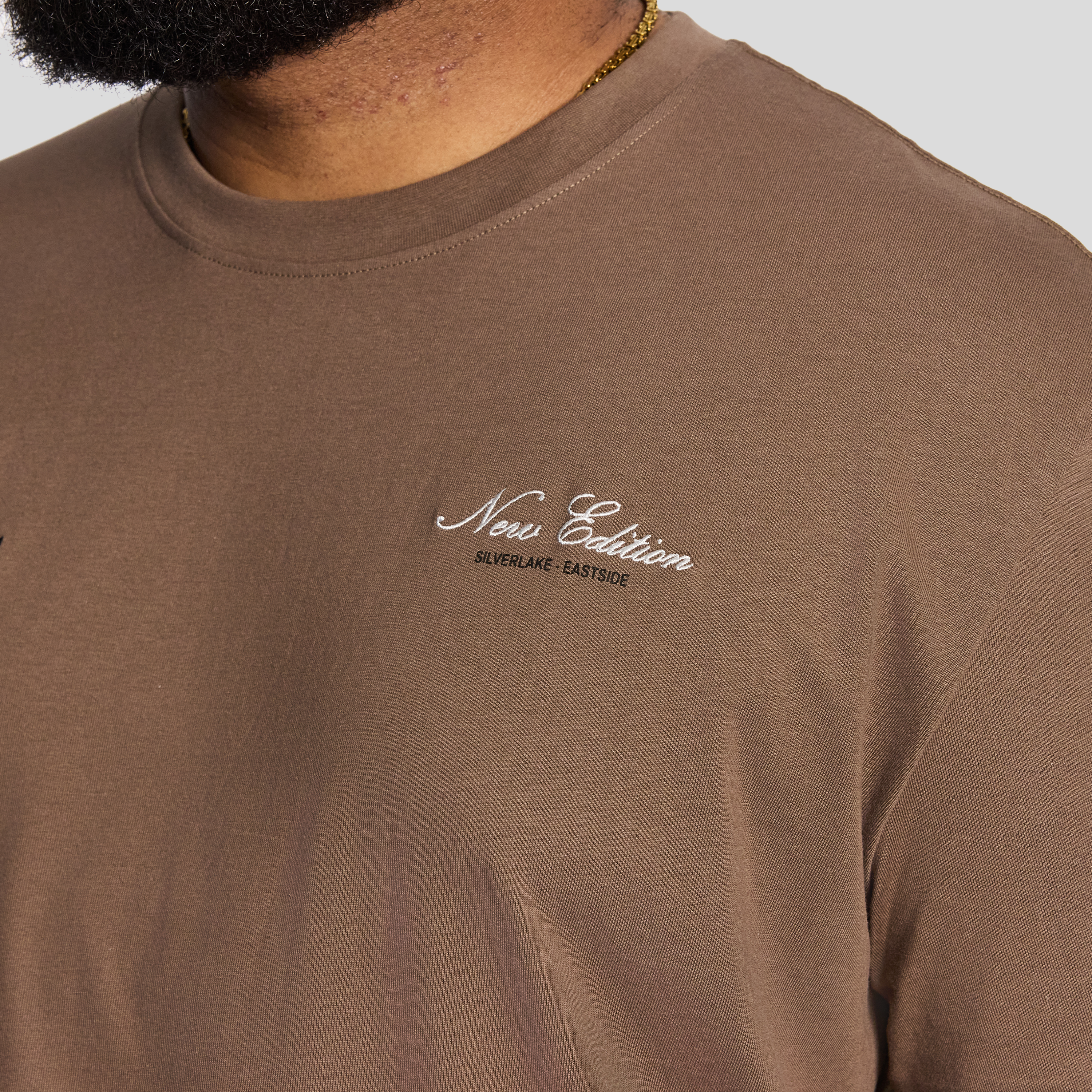 Light Brown Crest Relaxed Crew Tee