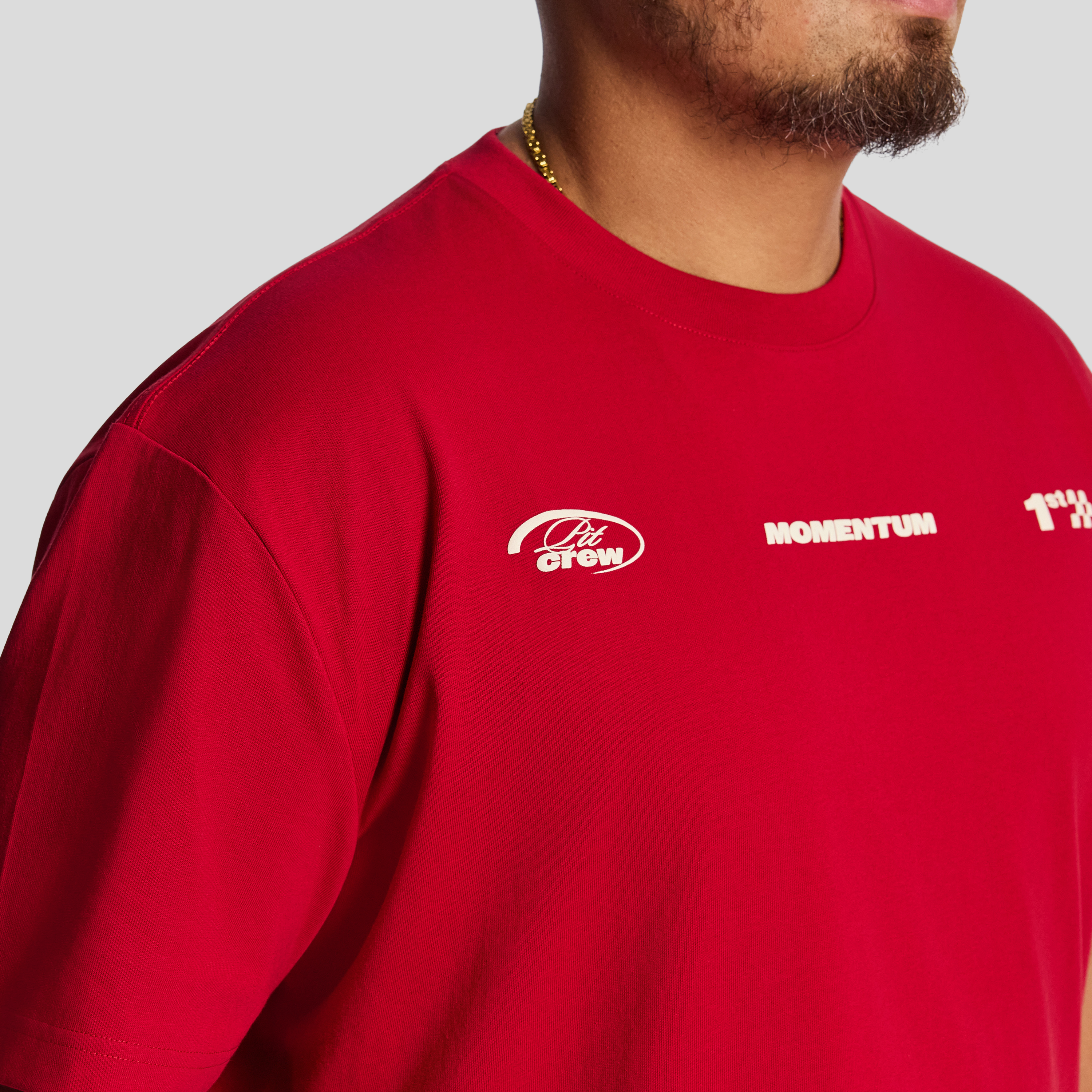 Red Momentum Relaxed Crew Tee