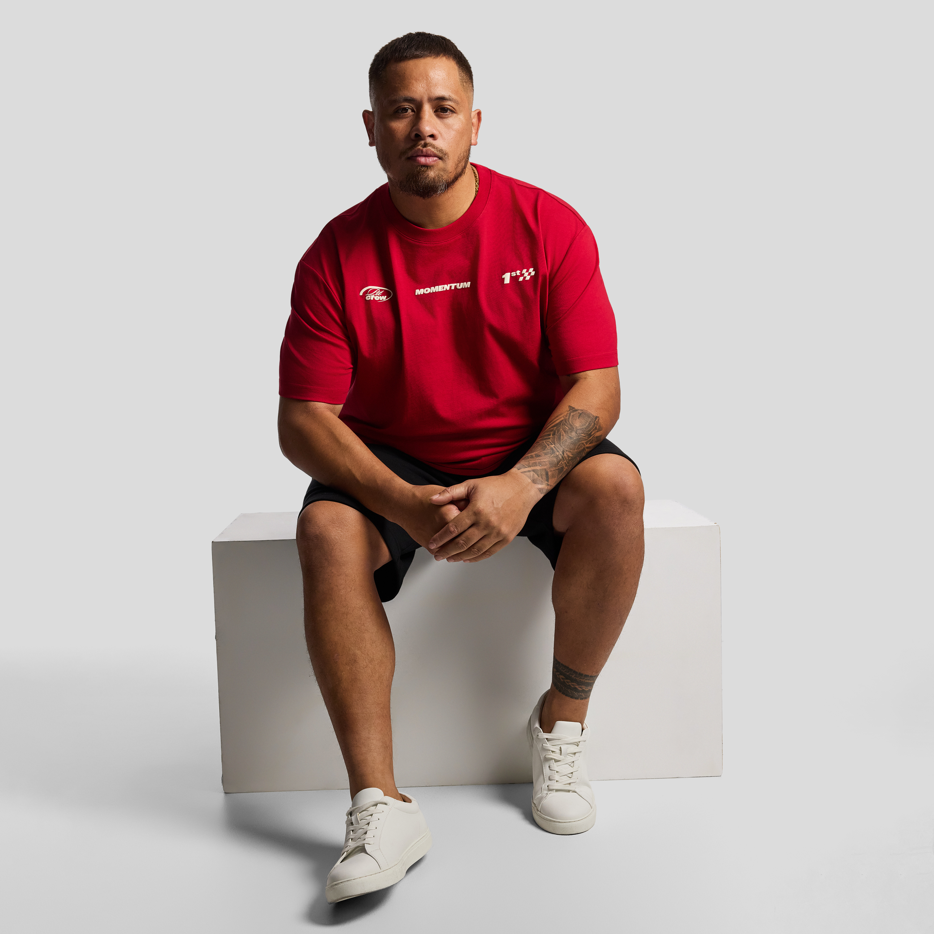 Red Momentum Relaxed Crew Tee