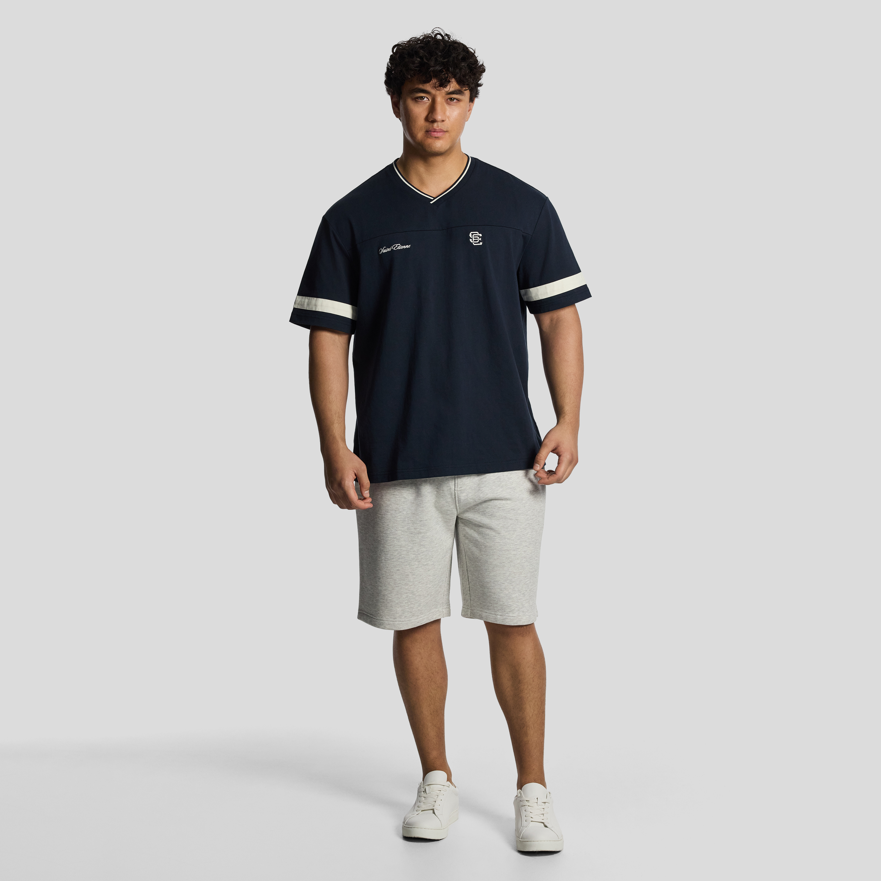 Navy St Etienne Relaxed Vee Tee