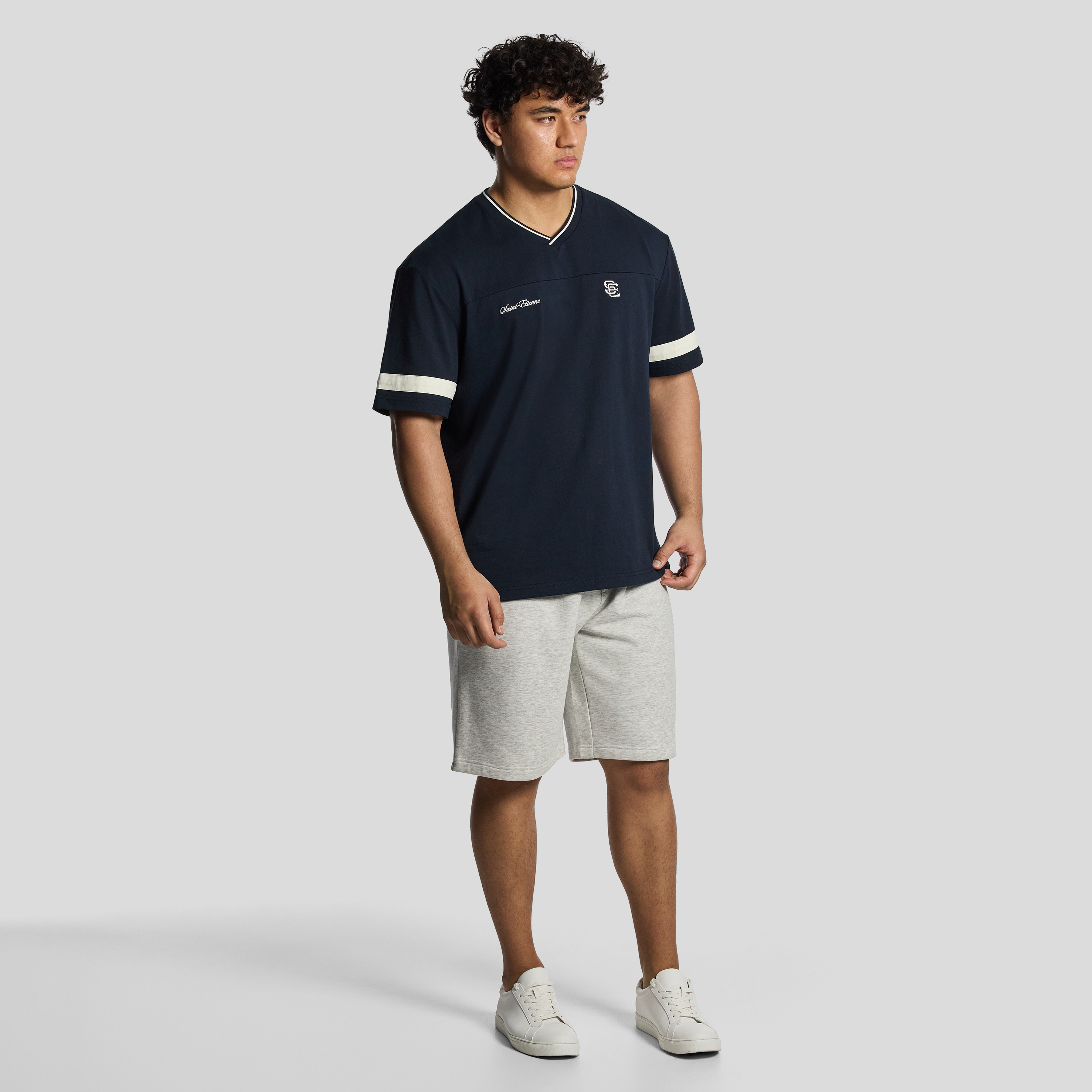 Navy St Etienne Relaxed Vee Tee