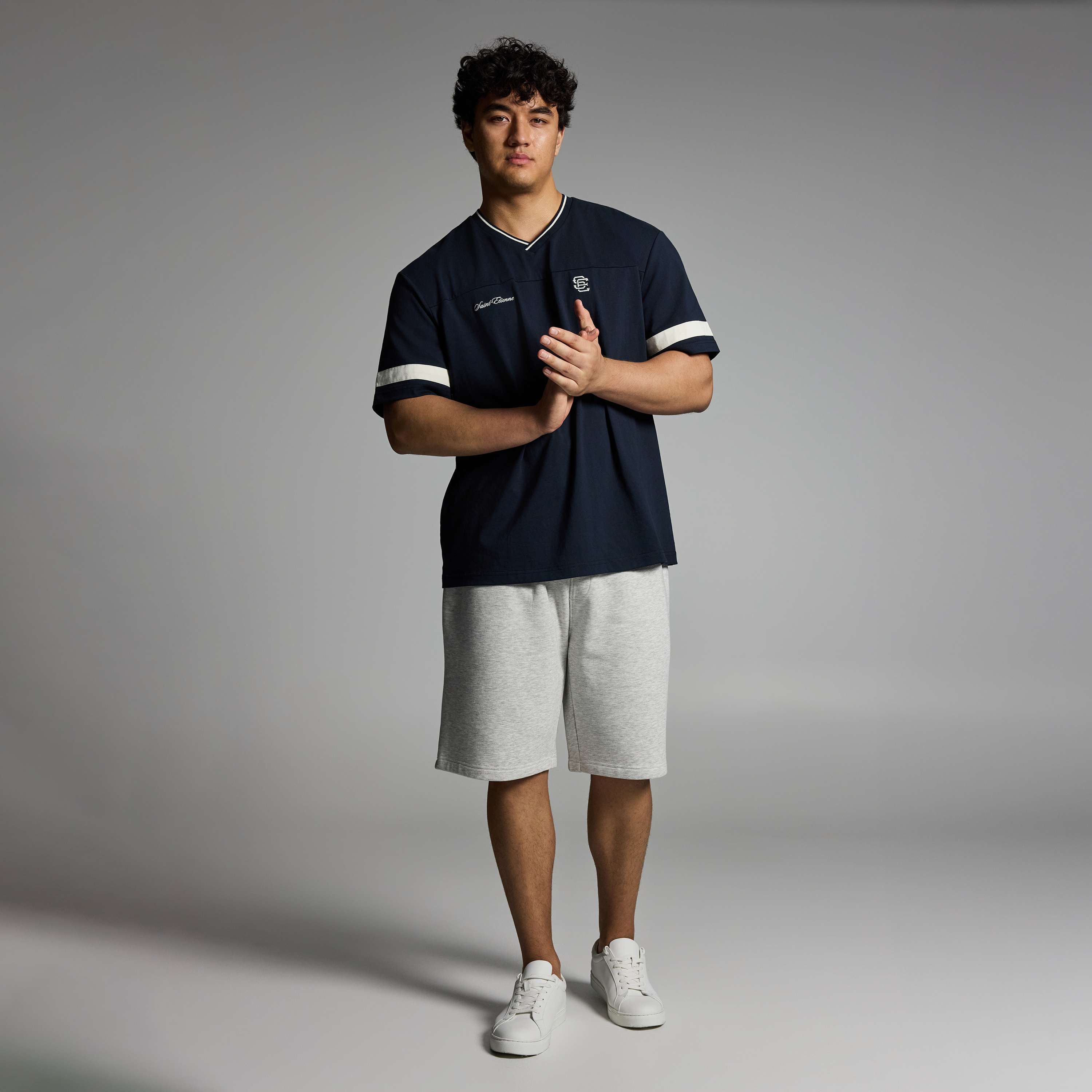Navy St Etienne Relaxed Vee Tee